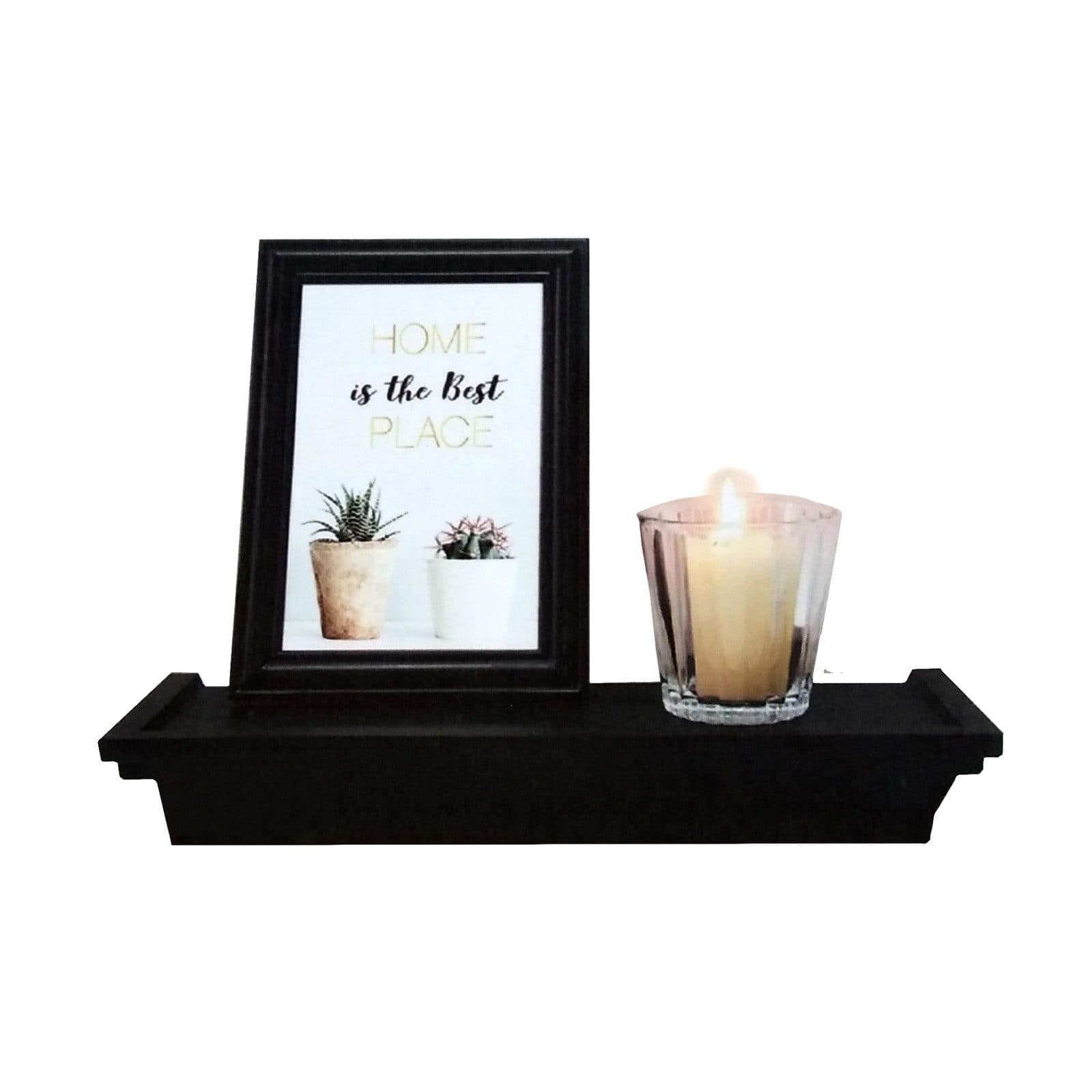 HTI-Line Wandregal Regalset Viola 3-teilig mit Bilderrahmen und Teelichthalter