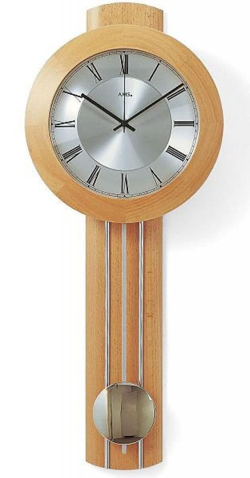 AMS Funk-Pendelwanduhr F5132/18 Buche Silber