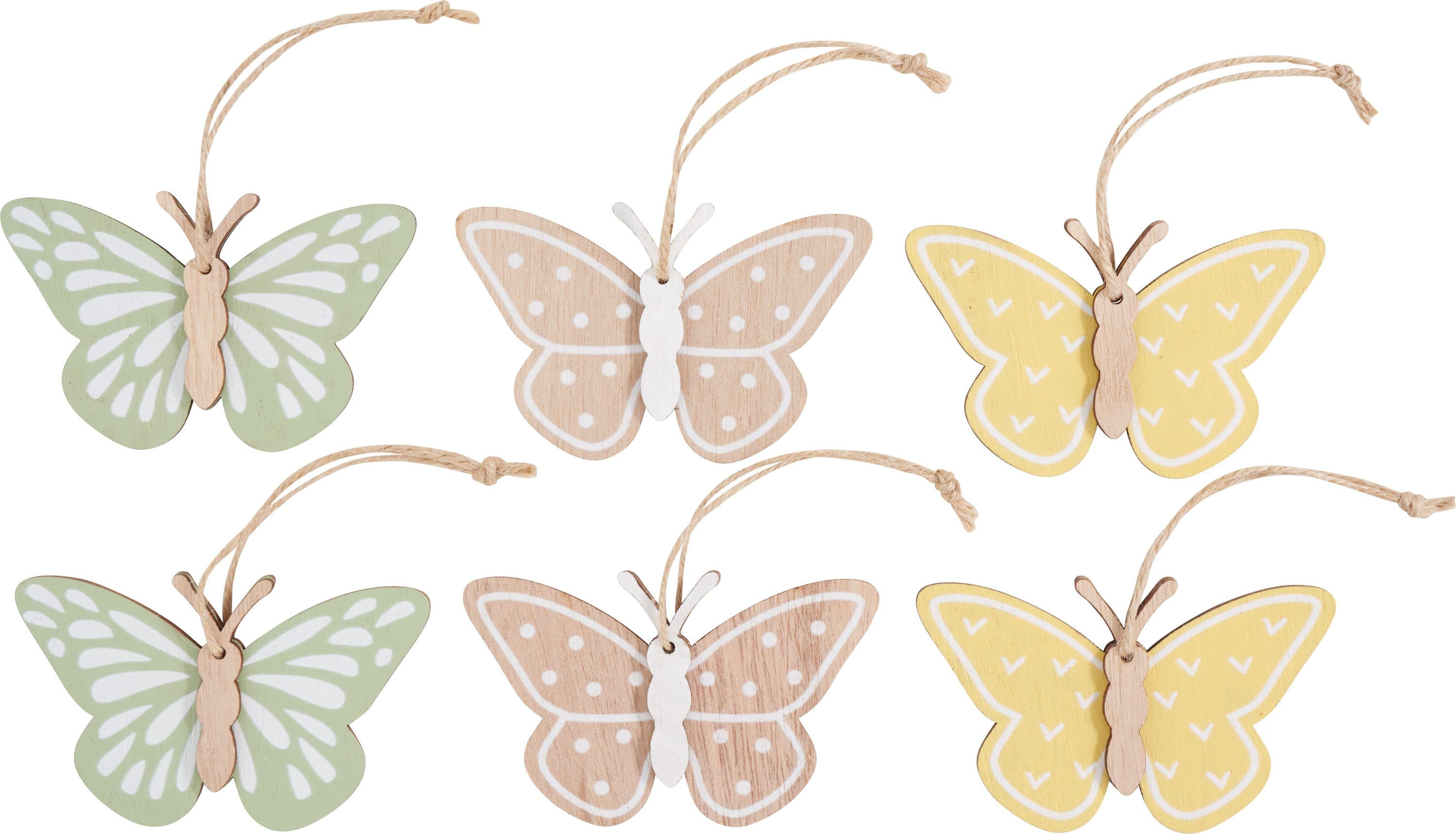 VBS Baumbehang Schmetterling Liva 6-tlg. Grün/Gelb/Holzoptik