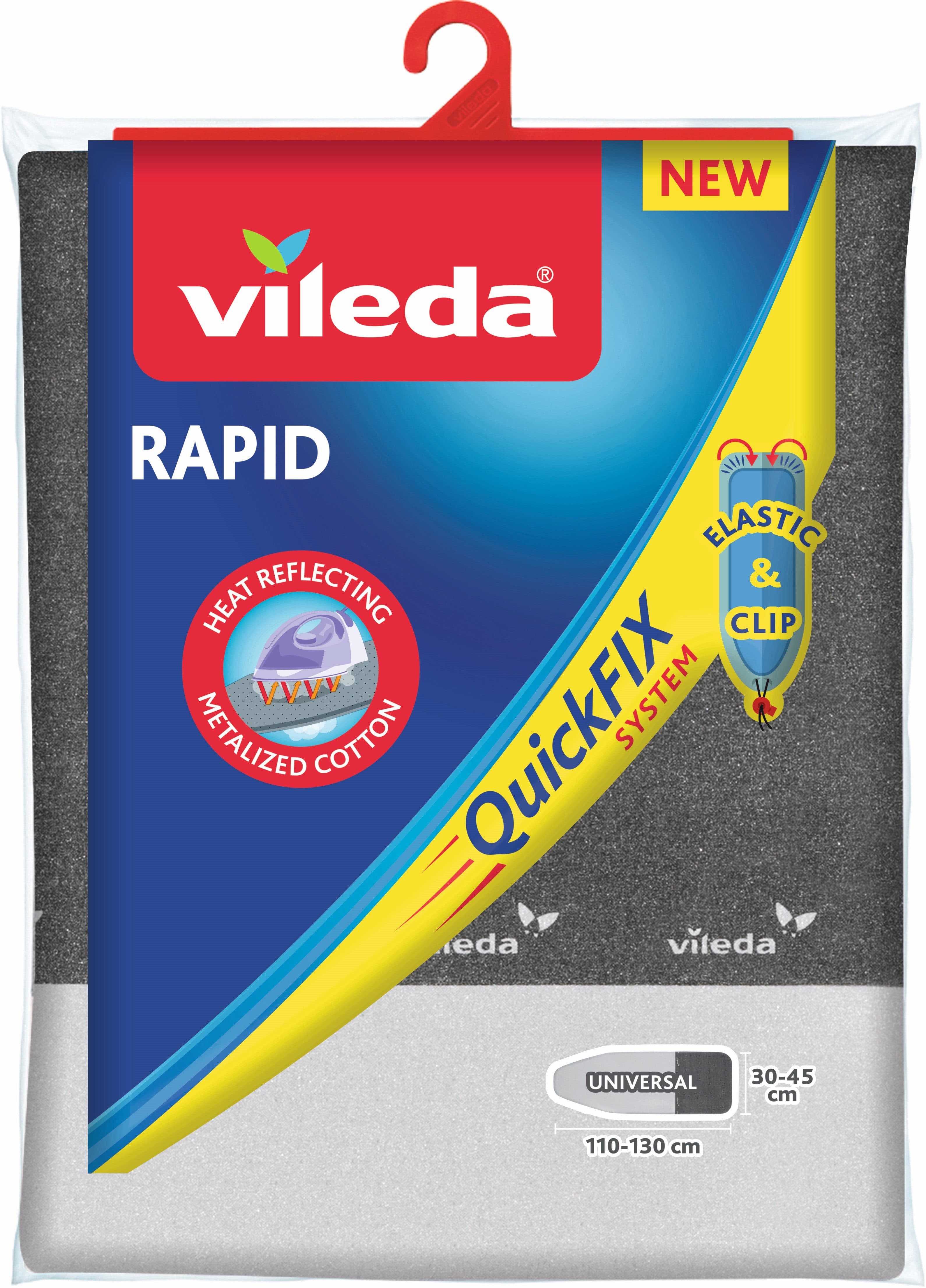 Vileda Rapid Bügelbrettbezug QuickFIX Grau Silber Hitzereflektierend