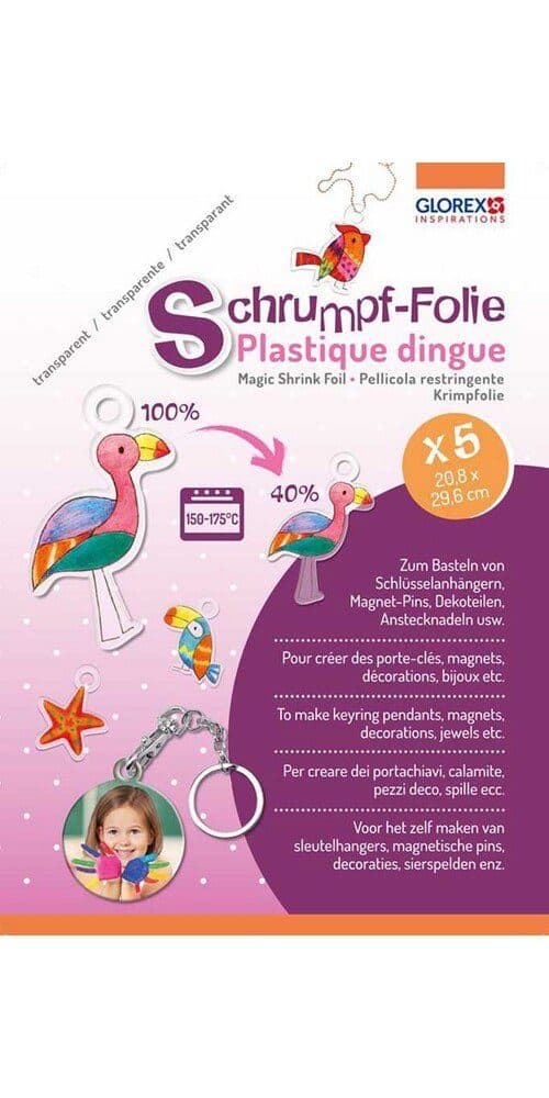 Glorex Schrumpffolie DIN A4 Bastelfolie Weiß Kunststoff