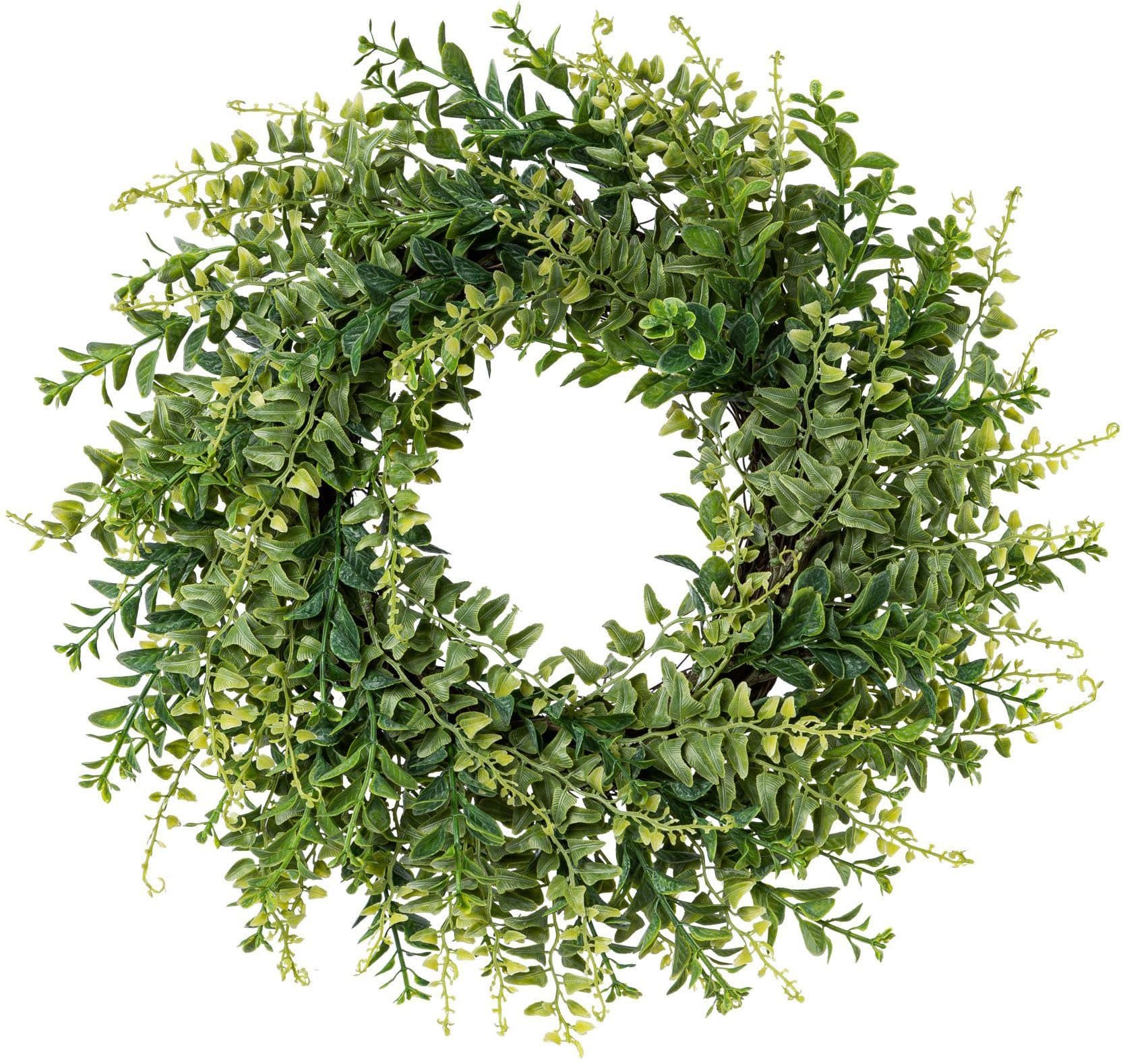 Creativ Green Kunstkranz Farn-Mix Grün 43cm Kunststoff