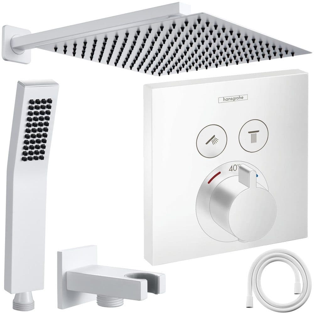 Hansgrohe ShowerSelect Unterputz-Duscharmatur Set Mattweiß mit Regendusche