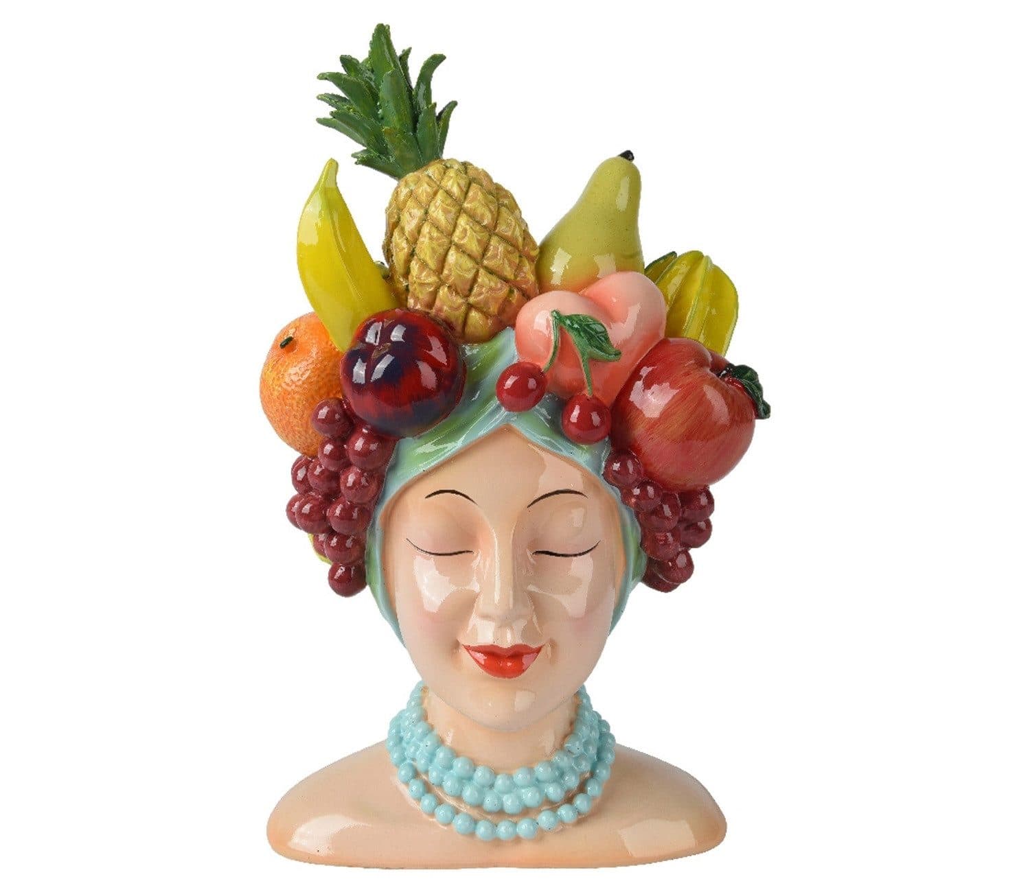 Kaemingk Dekofigur GERDA Bunt Polyresin Frauenkopf mit Früchten