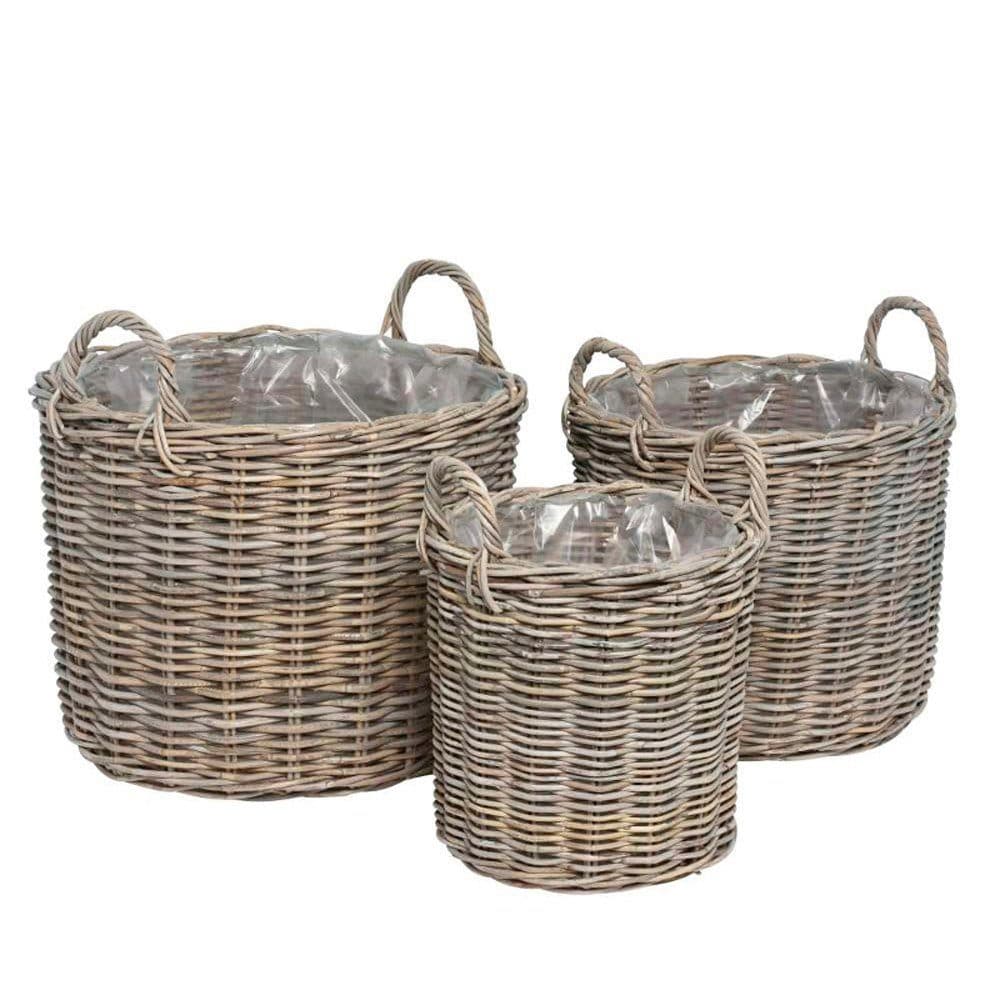 Grafelstein Pflanzkübel Seagrass Grau-Beige Rattan