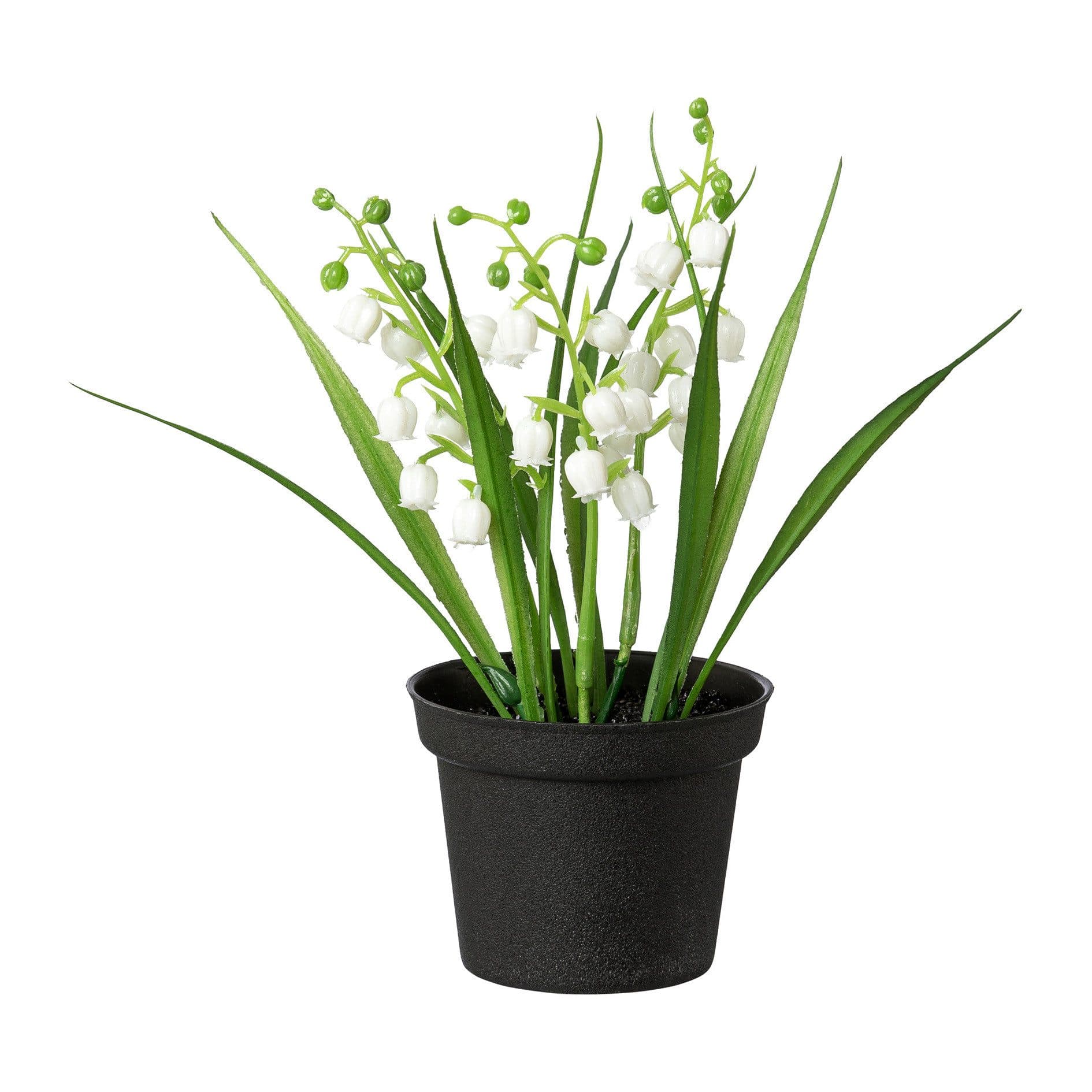 Kunstblume Maiglöckchen mit Gras im Kunststofftopf 17cm Weiß Gasper