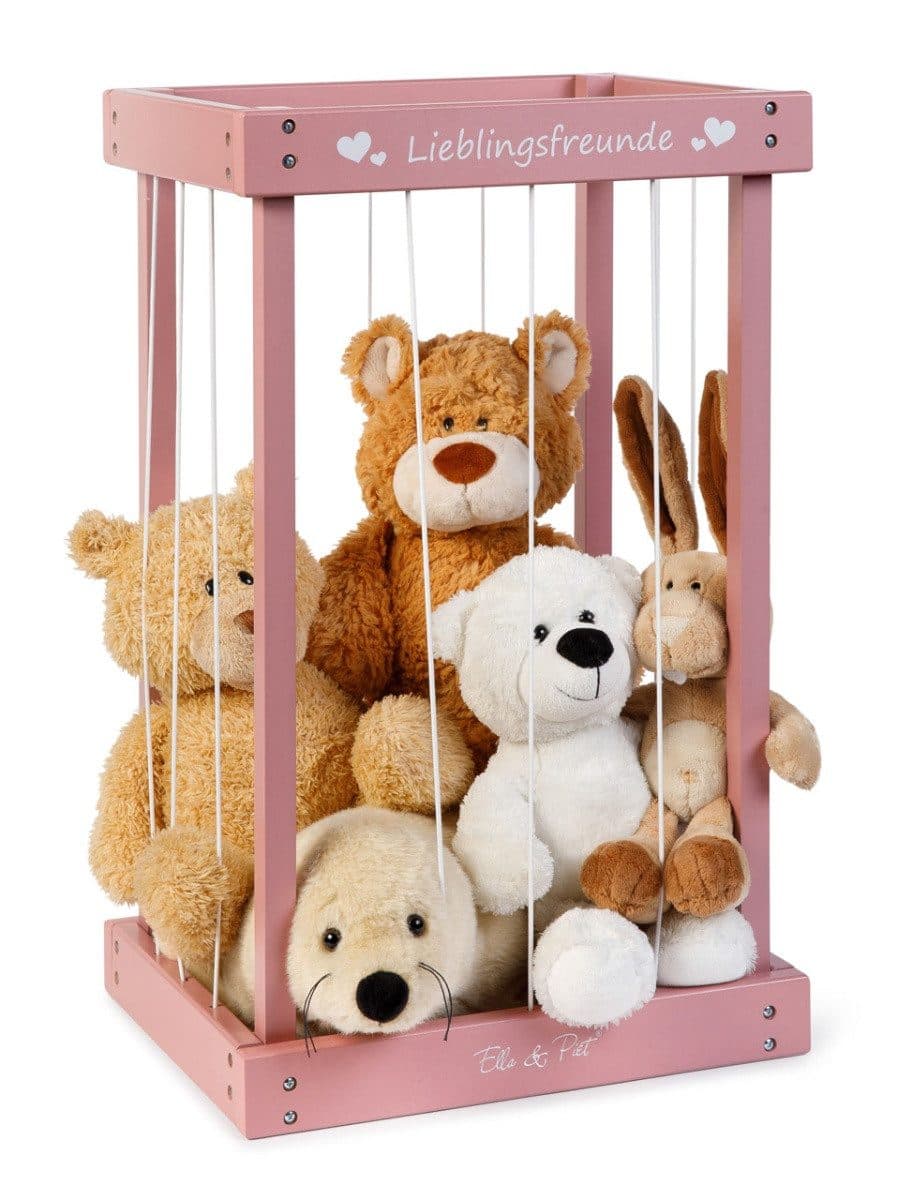 ELLA & PIET® Spielzeugtruhe Plüschtier-Box Holz Warm-Grau-Rosa
