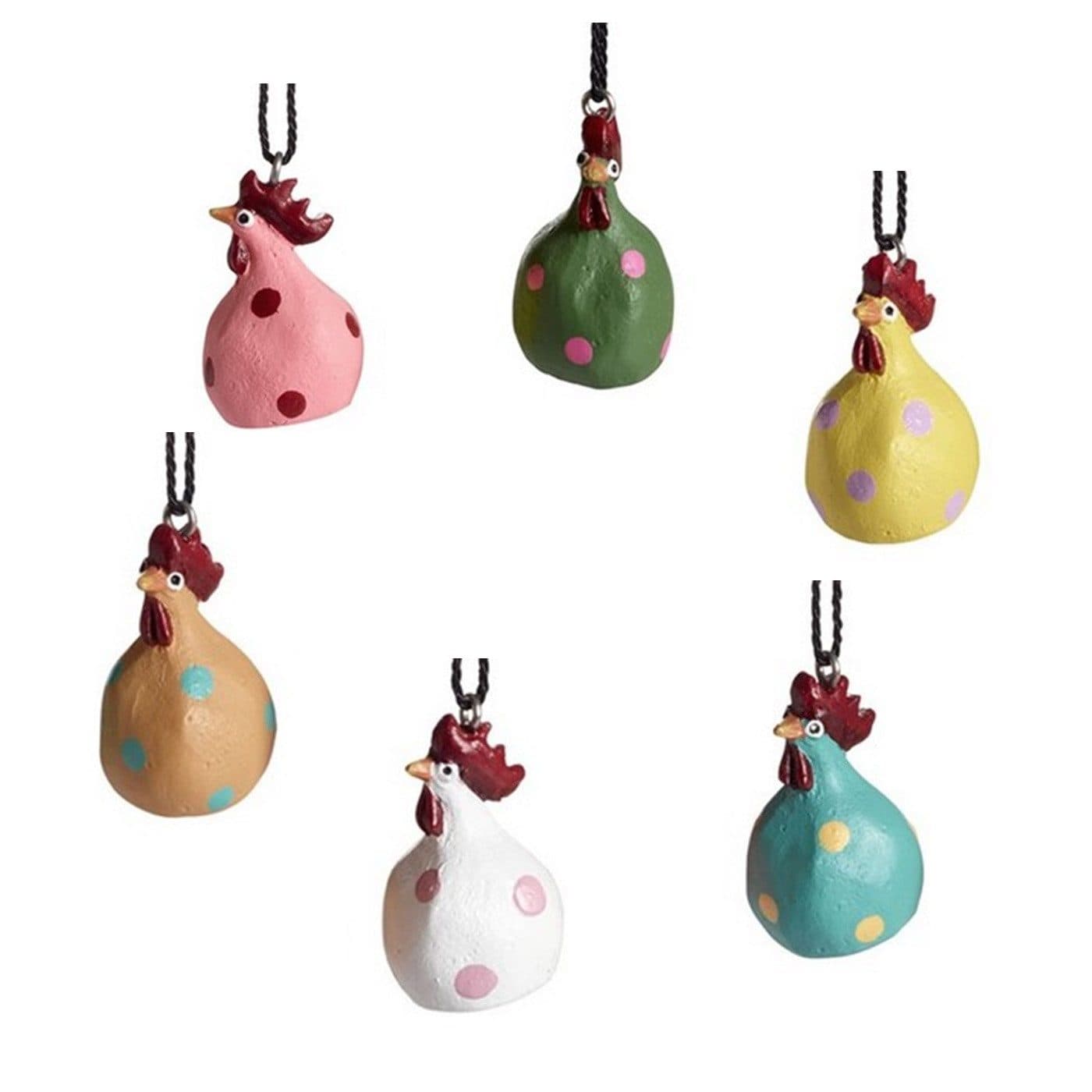 Nääsgränsgården Osterfigur Deko-Hühner Set 6 St Bunt Resin