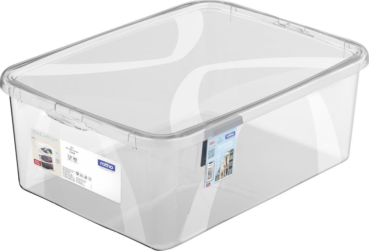 ROTHO Aufbewahrungsbox Lona 10L Transparent mit Deckel