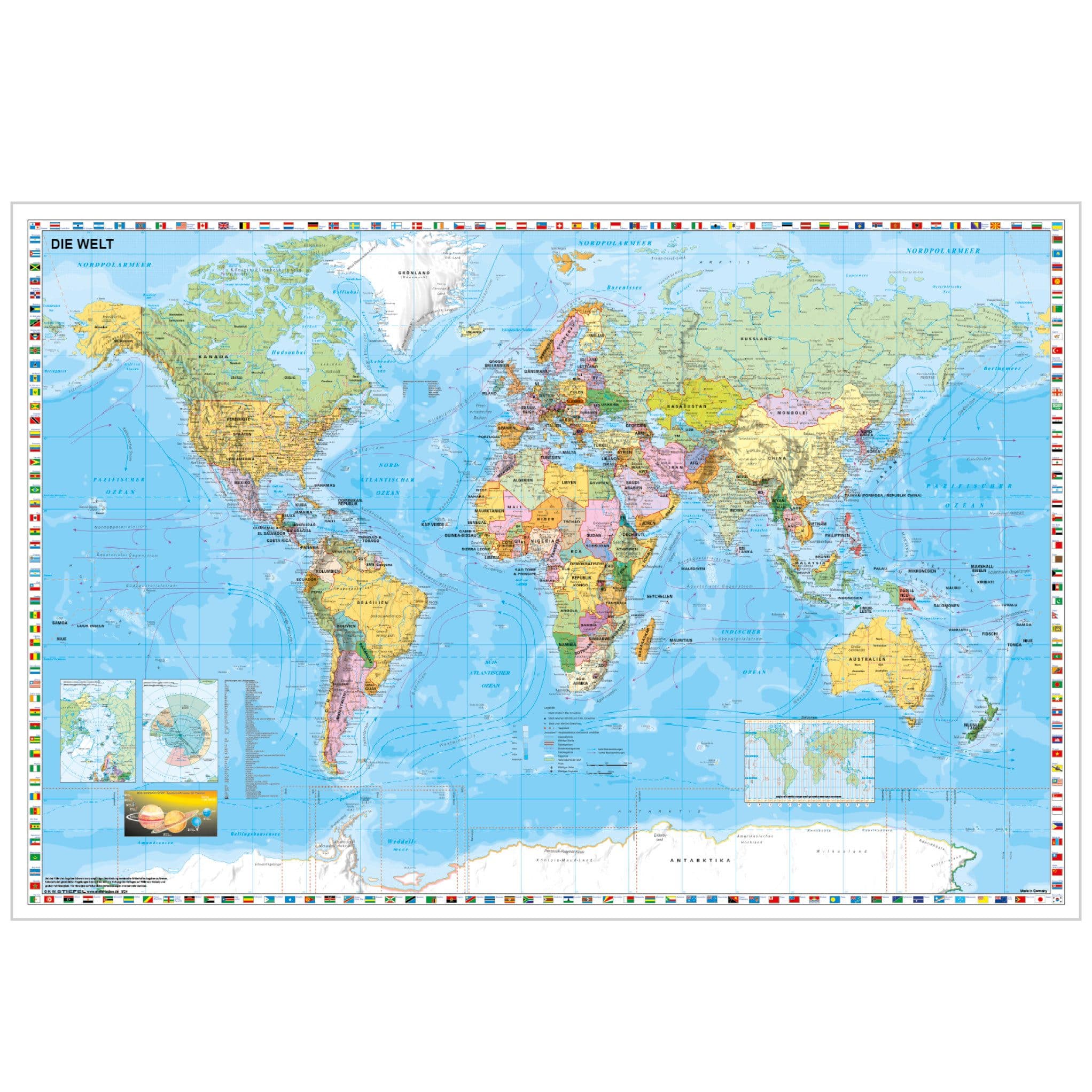 STIEFEL Poster Weltkarte deutsch - Beschreibbar & Abwischbar