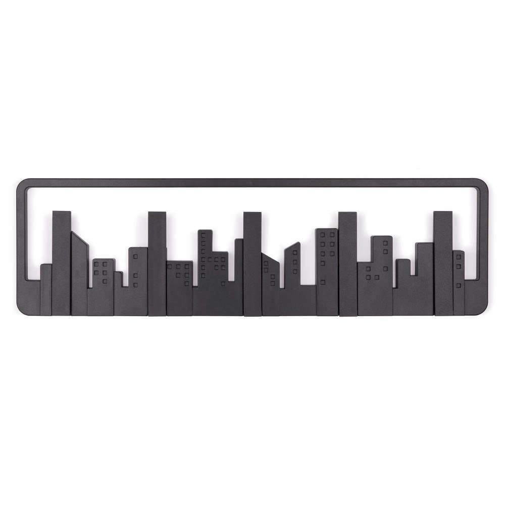Umbra Hakenleiste Hooks Skyline Schwarz mit 5 klappbaren Haken
