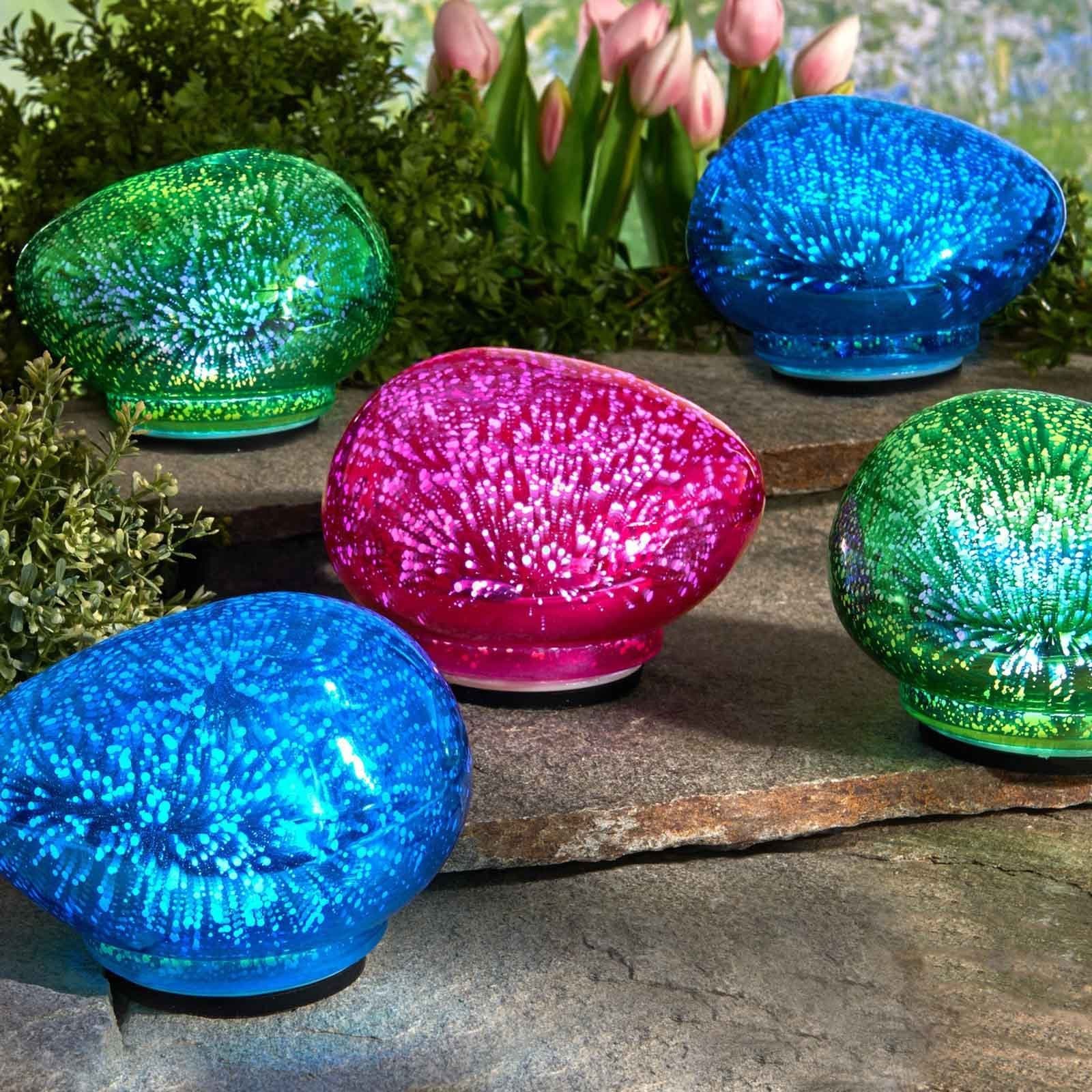 HAC24 LED Dekolicht 3er Set Leuchtsteine Weiss Glas