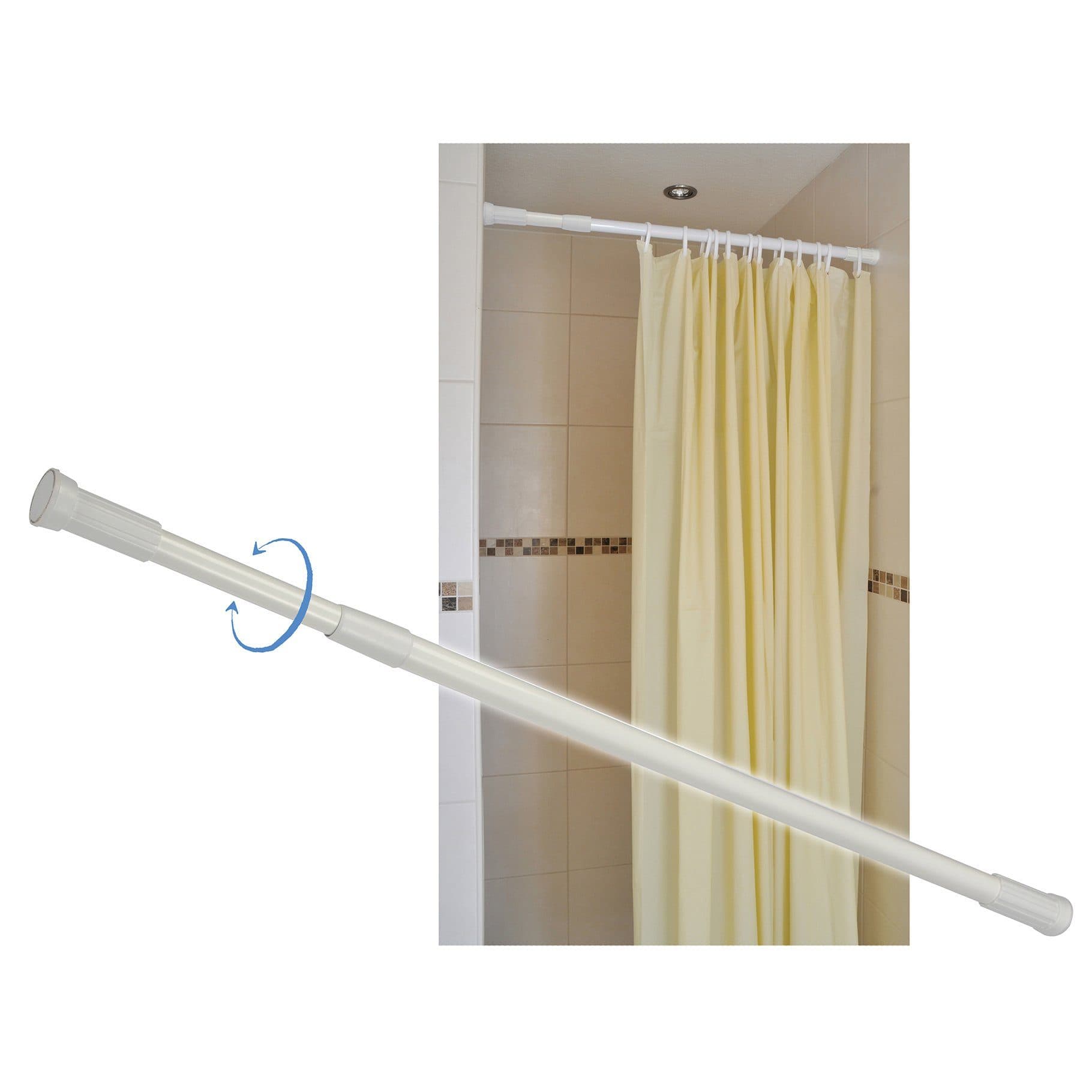 Haushalt International Duschvorhangstange Weiss Aluminium Ausziehbar