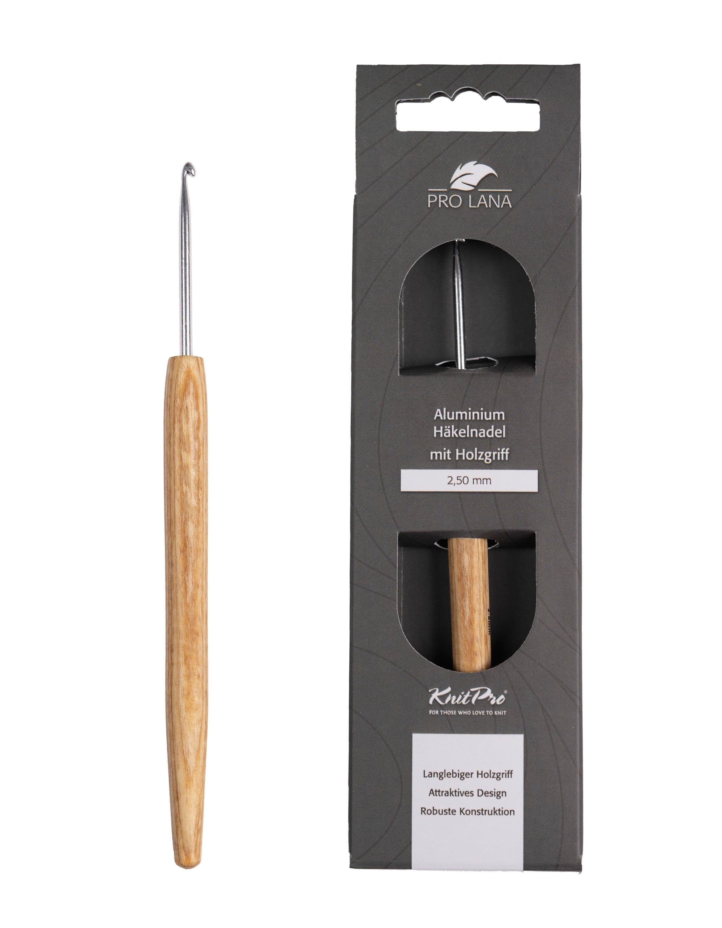 KnitPro NATURAL Aluminium Häkelnadel mit Holzgriff