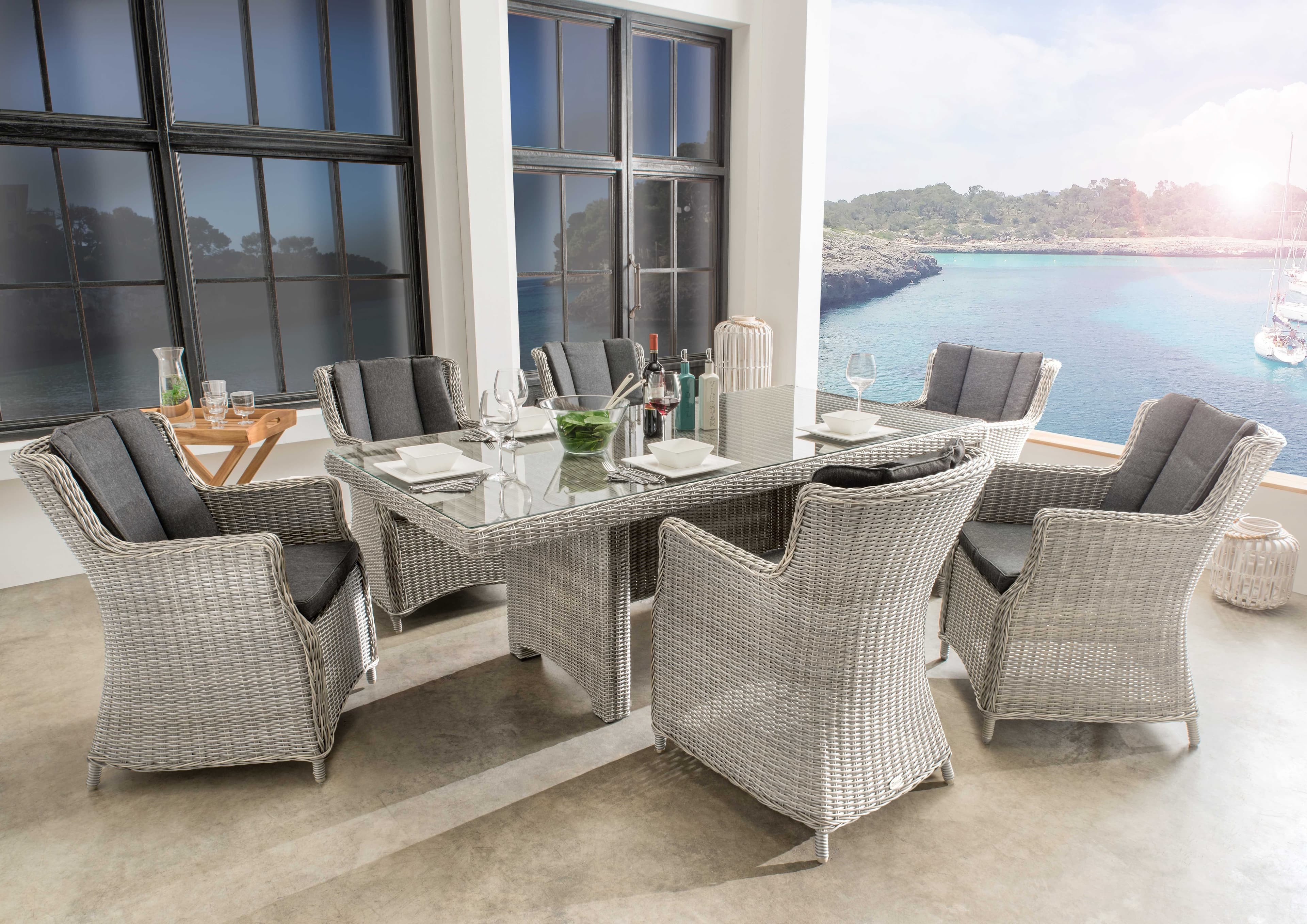 Destiny Sitzgruppe Luna 19-tlg. Aluminium Polyrattan mit Auflagen
