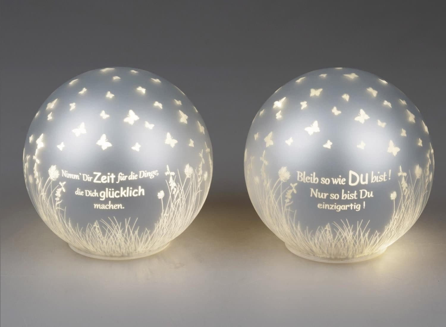 formano Kugelleuchte Sprüche Silber mit Timer