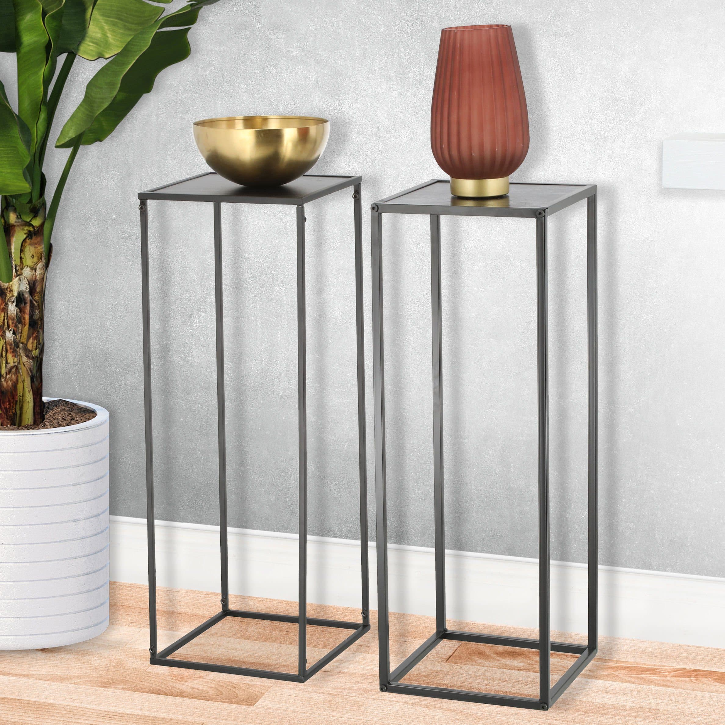 Spetebo Beistelltisch Metall 2er Set Anthrazit