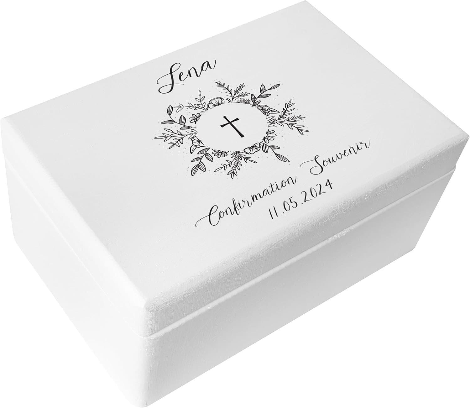 Creative Deco Holzkiste Weiß Personalisierbar Kommunion