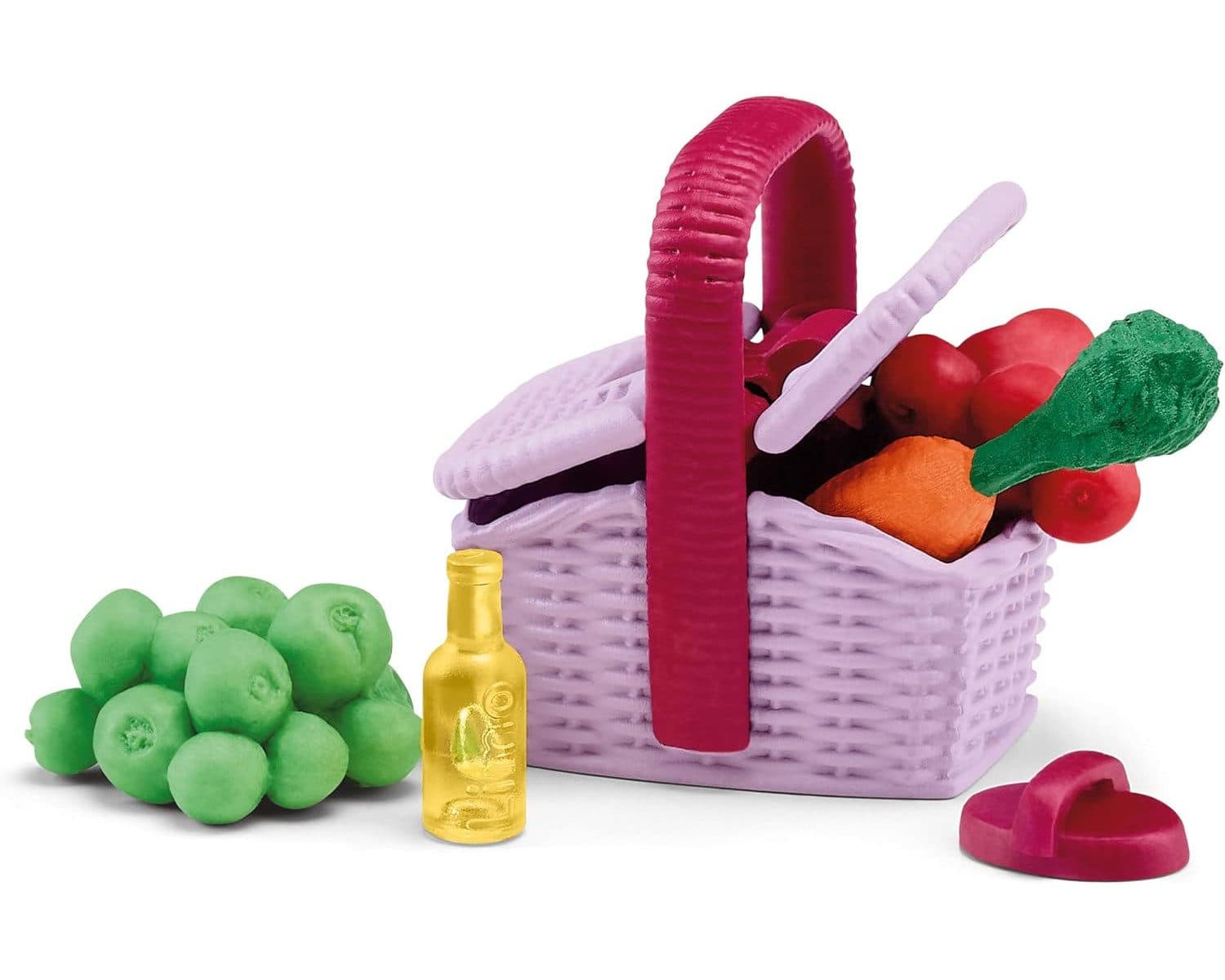 Schleich Horse Club Stallpicknick-Set mit Picknickkorb, Äpfel, Flasche, Striegel & Karotte