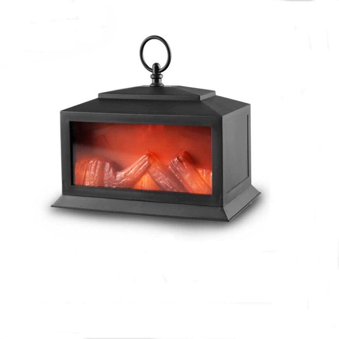 emeco LED Kaminlaterne Retro mit Timer und Flammenflackern Schwarz