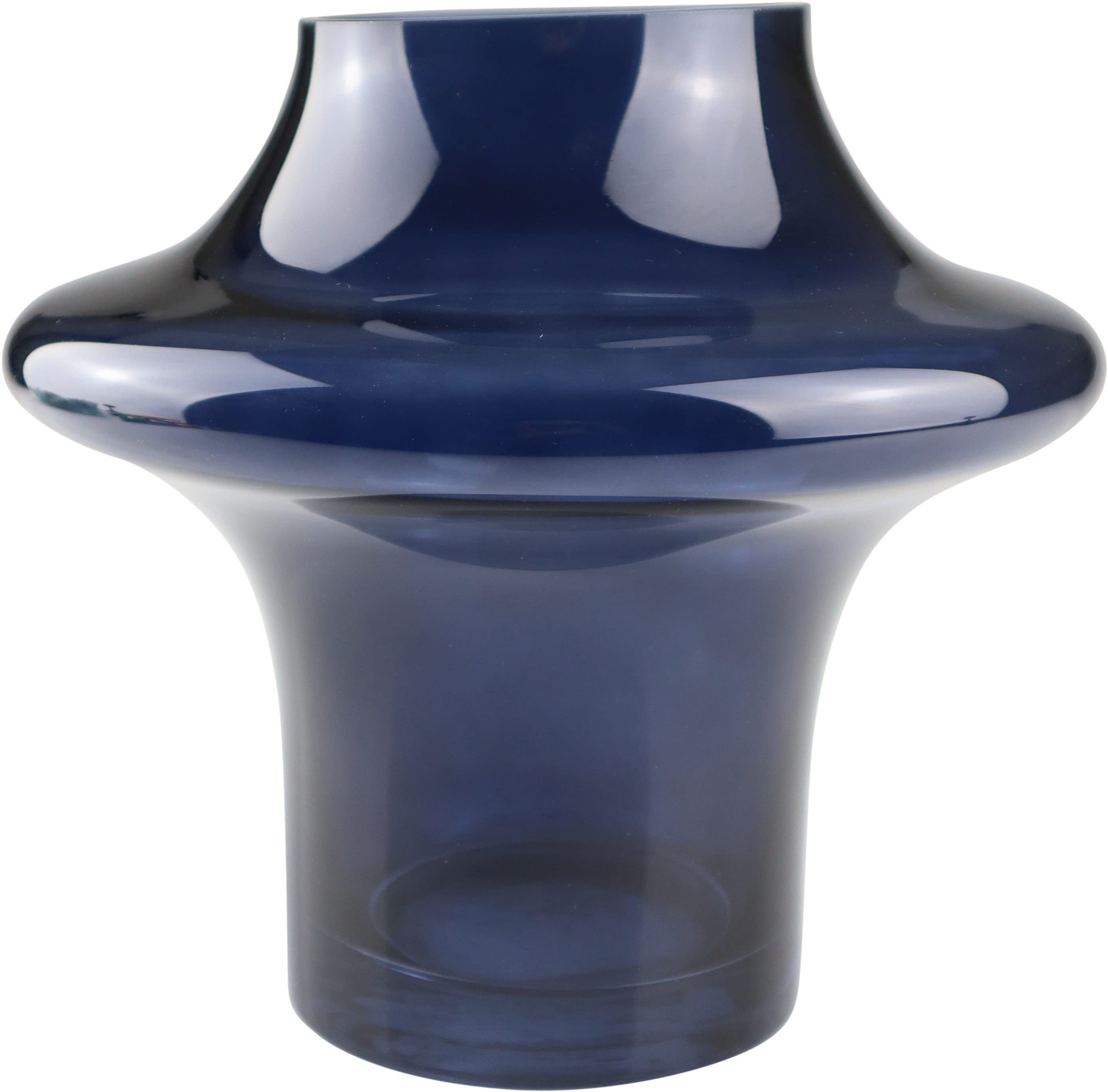 AM Design Dekovase aus blauem Glas - Runde Form