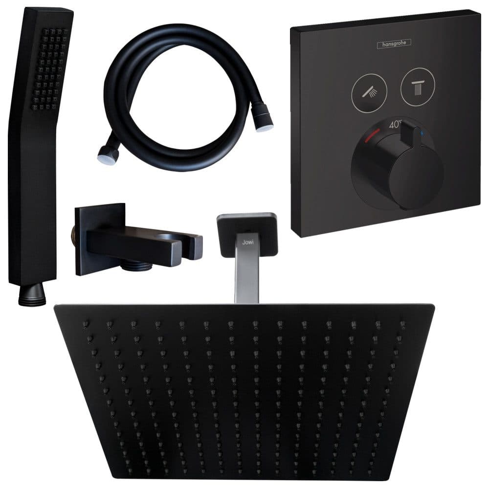 Hansgrohe Jowi Duscharmatur Thermostat Schwarz Unterputz Set