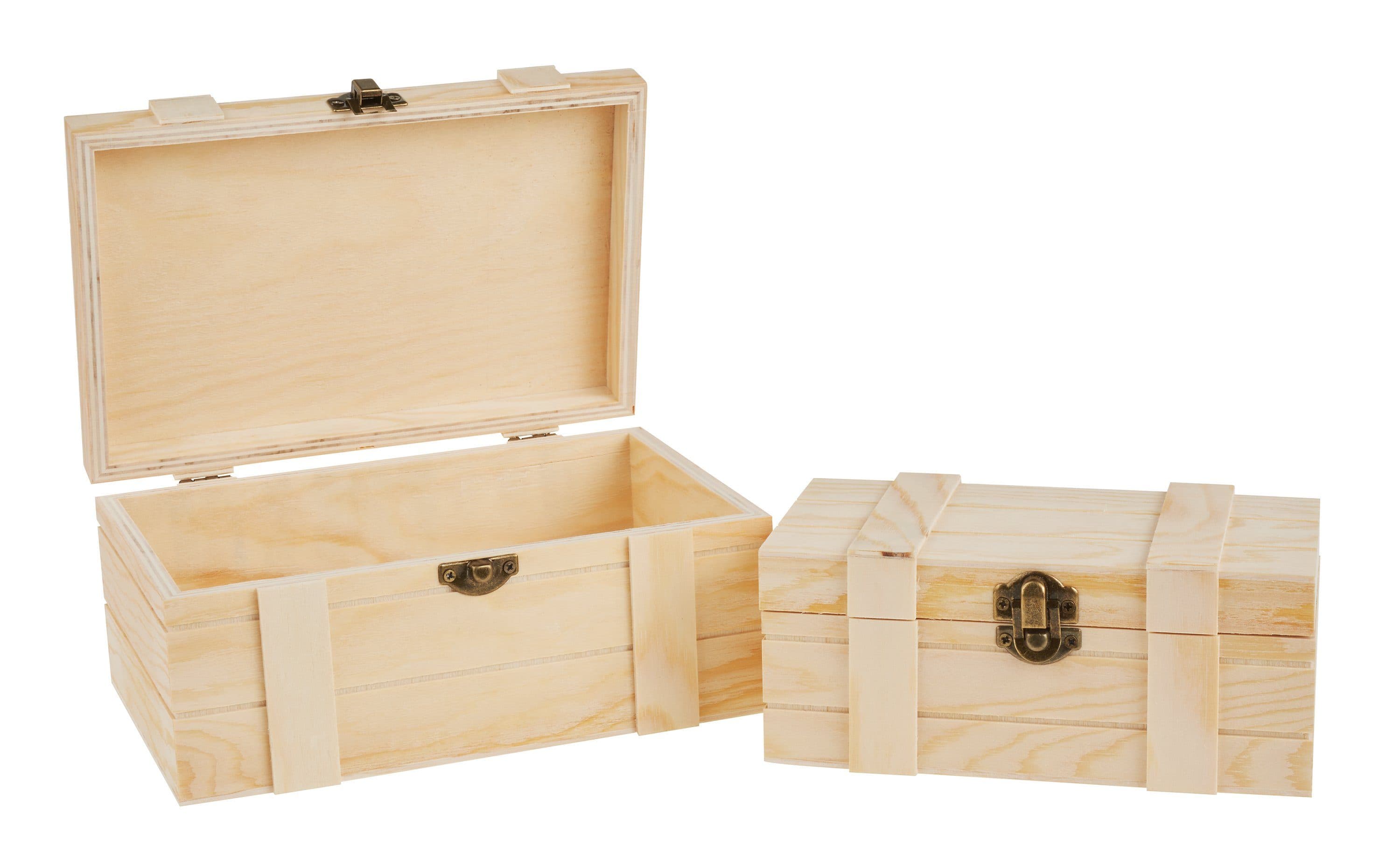 VBS Schatztruhen 2er-Set Holz mit Metallverschluss