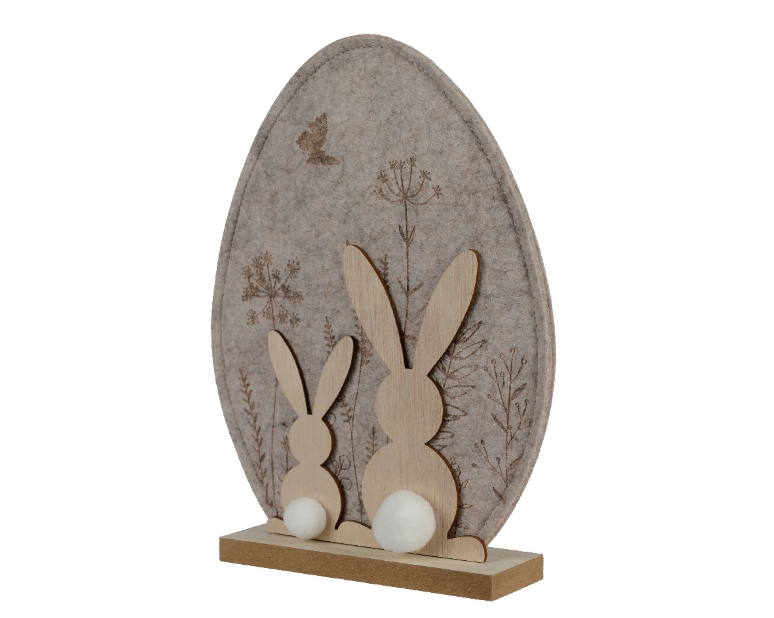 Decoris season decorations Osterfigur Osterei mit Osterhasen 25cm Filz Holz