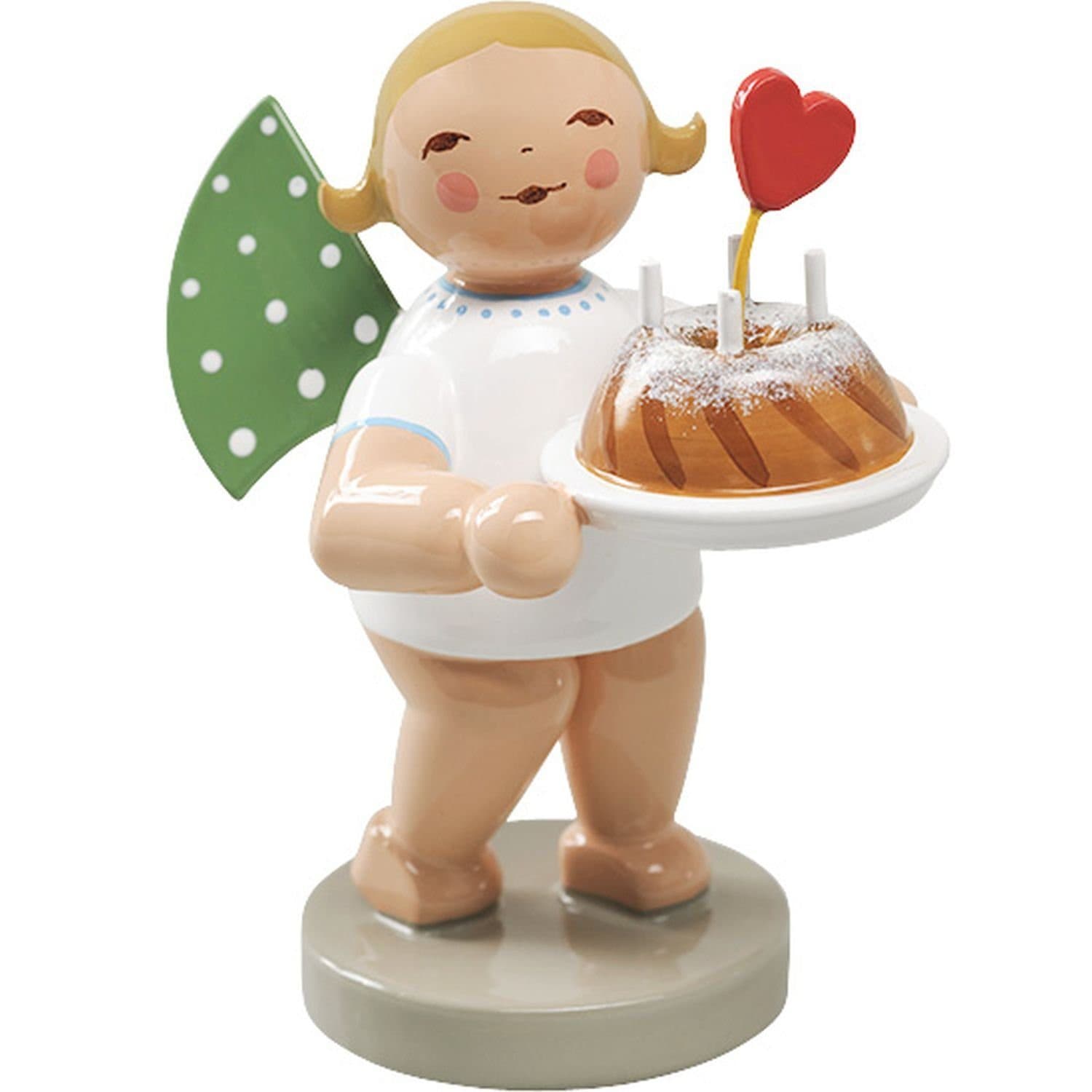 Wendt & Kühn Engel mit Kuchen und Herz Grün/Weiß