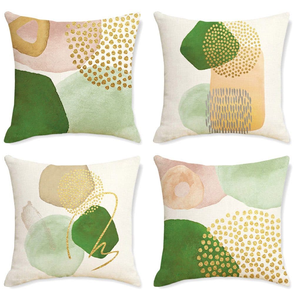 FELIXLEO Kissenbezüge 45x45cm 4er Set Grün Baumwollleinen