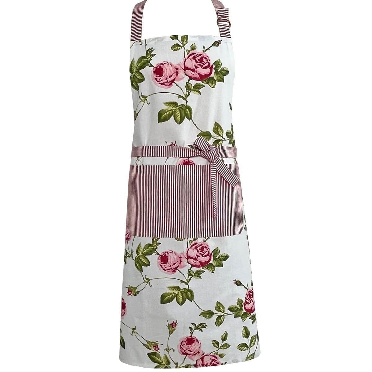 matches21 HOME & HOBBY Kochschürze DORRIT Baumwolle Rosen Weiß/Rosa