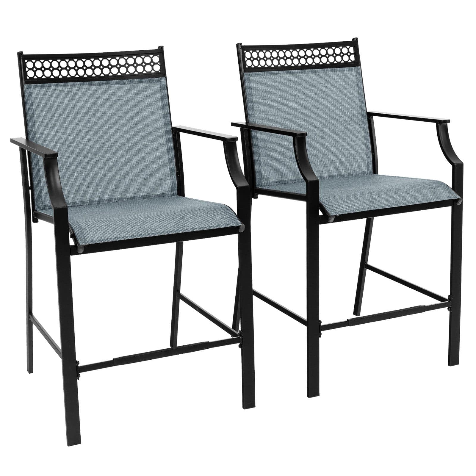 COSTWAY Gartenstuhl 2er Set Balkonstühle Kaffee Metallrahmen