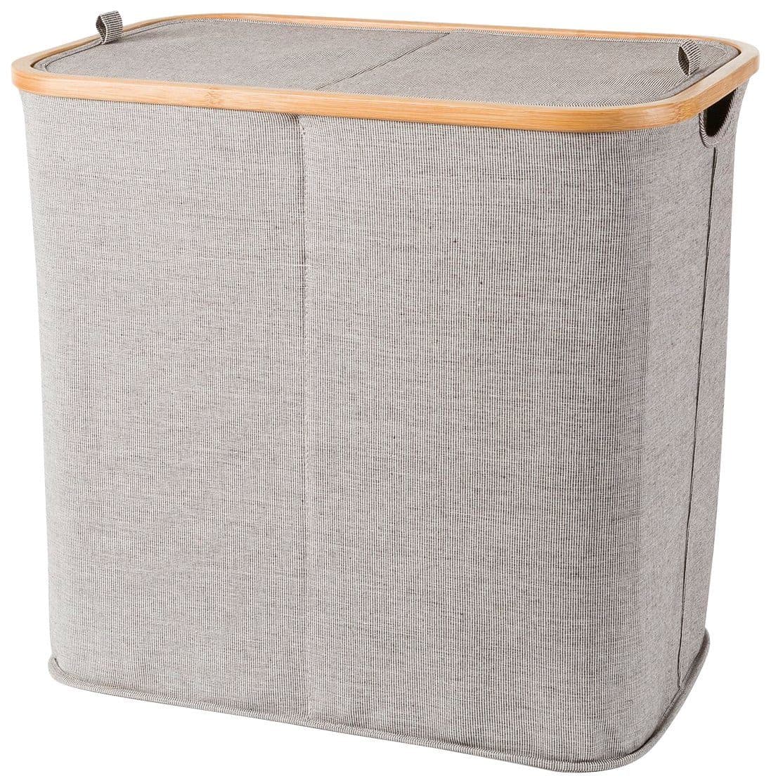 MÖVE Wäschetruhe Grau mit Bambusrahmen