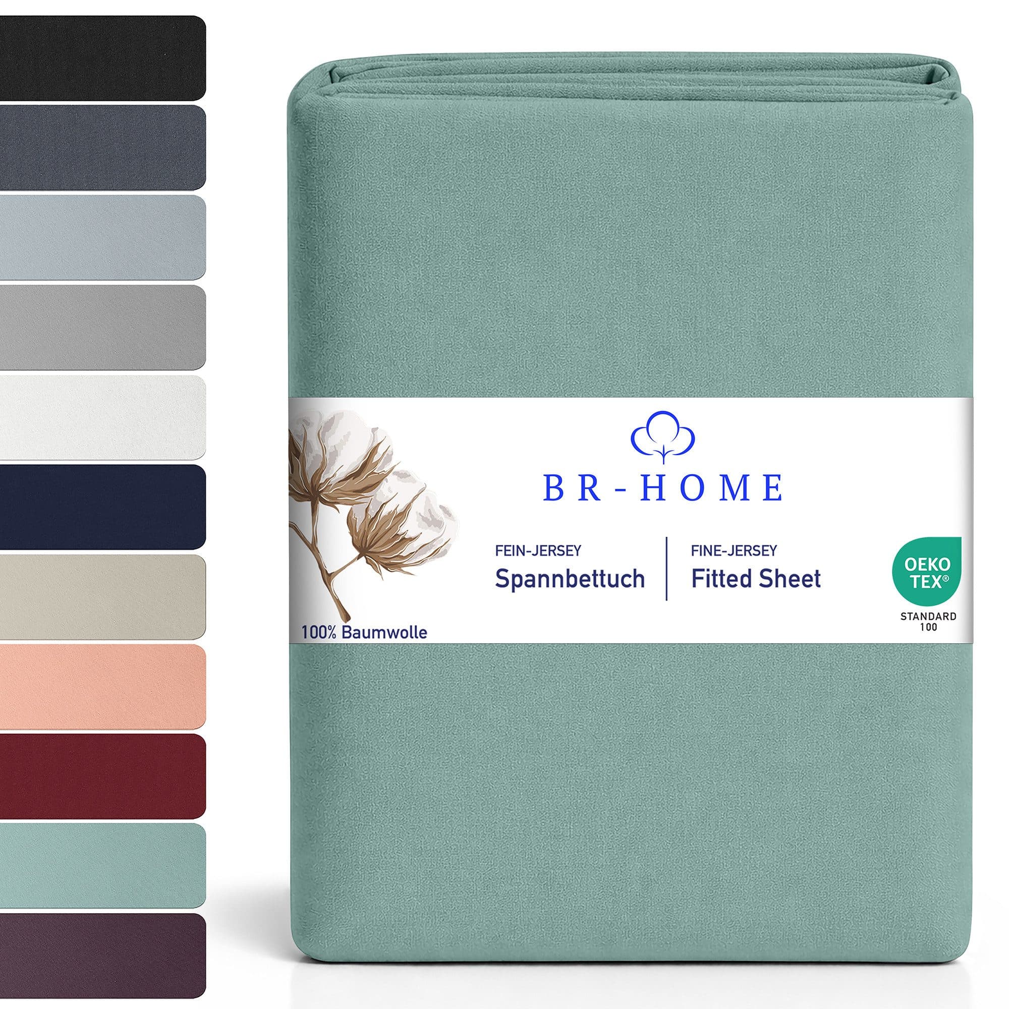 BR-Home Spannbettlaken 100% Baumwolle Jersey Grün