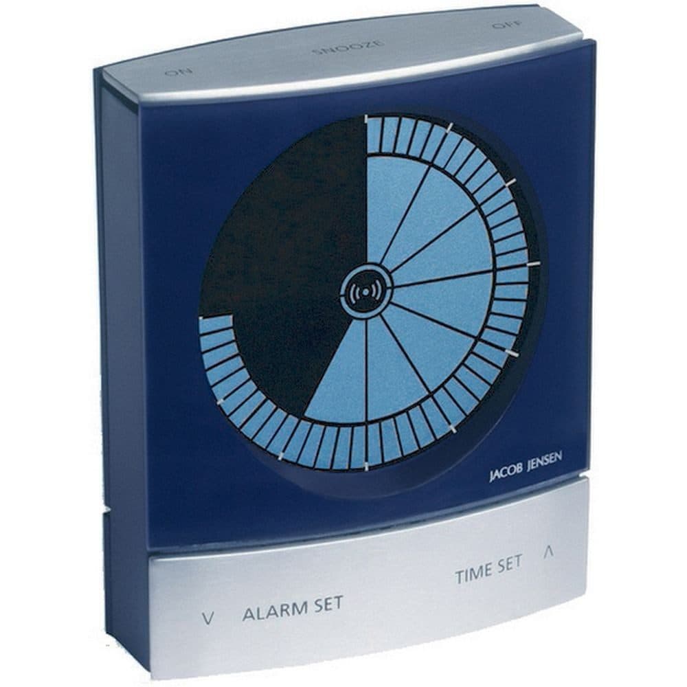 Jacob Jensen Quarz Wecker 32040 blau-metallic mit Hintergrundlicht