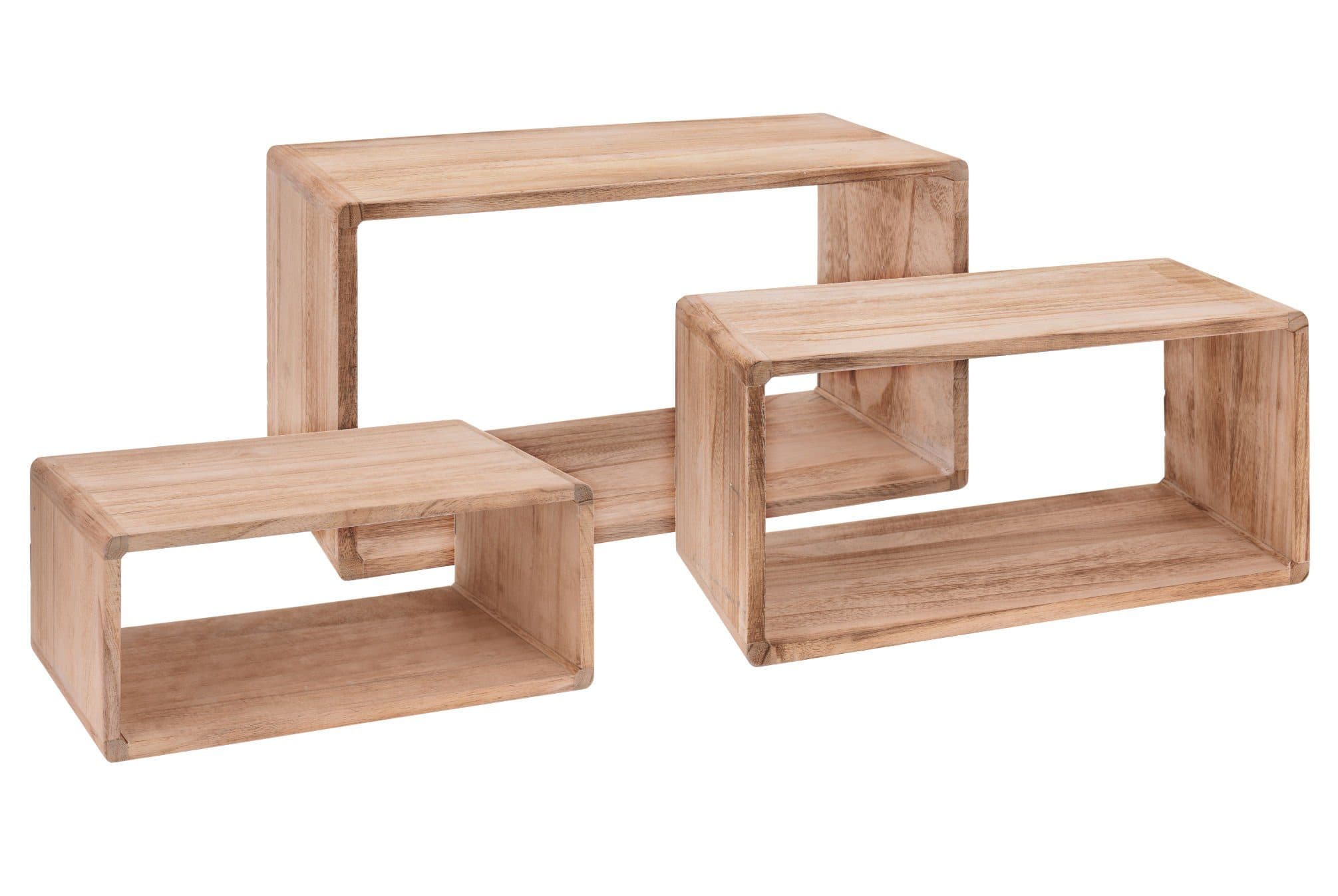 Spetebo Wandregal Holz 3er Set Natur Modern
