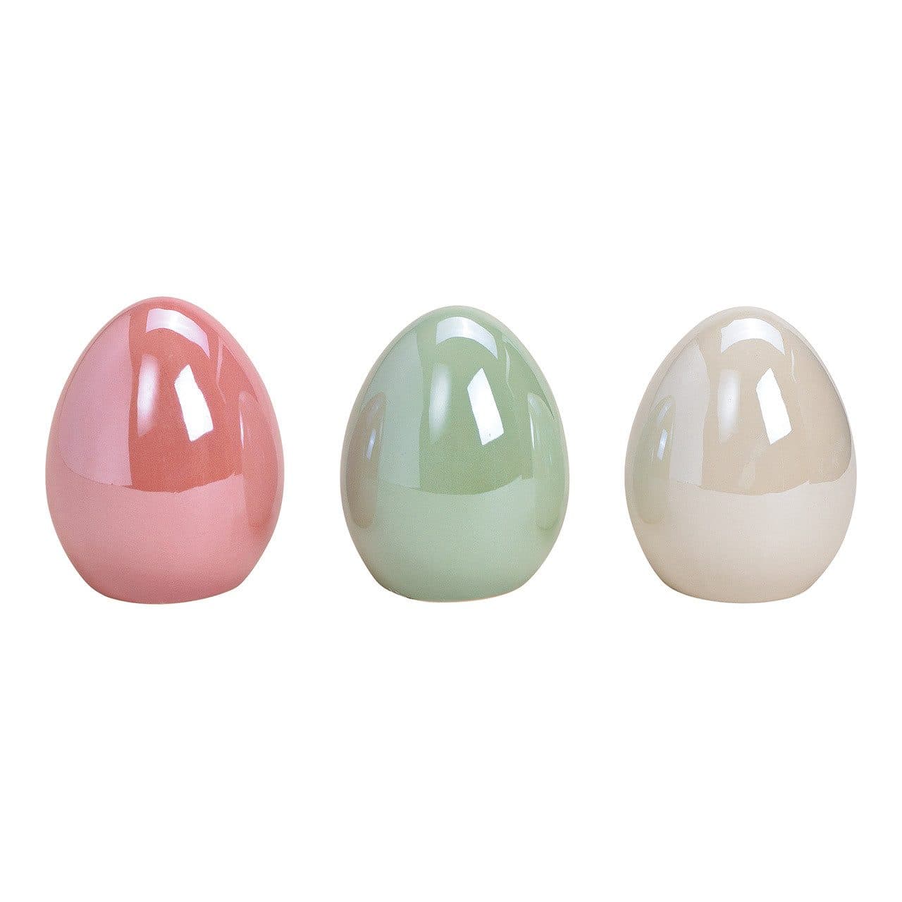 Wurm Dekoobjekt Osterei Keramik Rosa/Mint/Beige