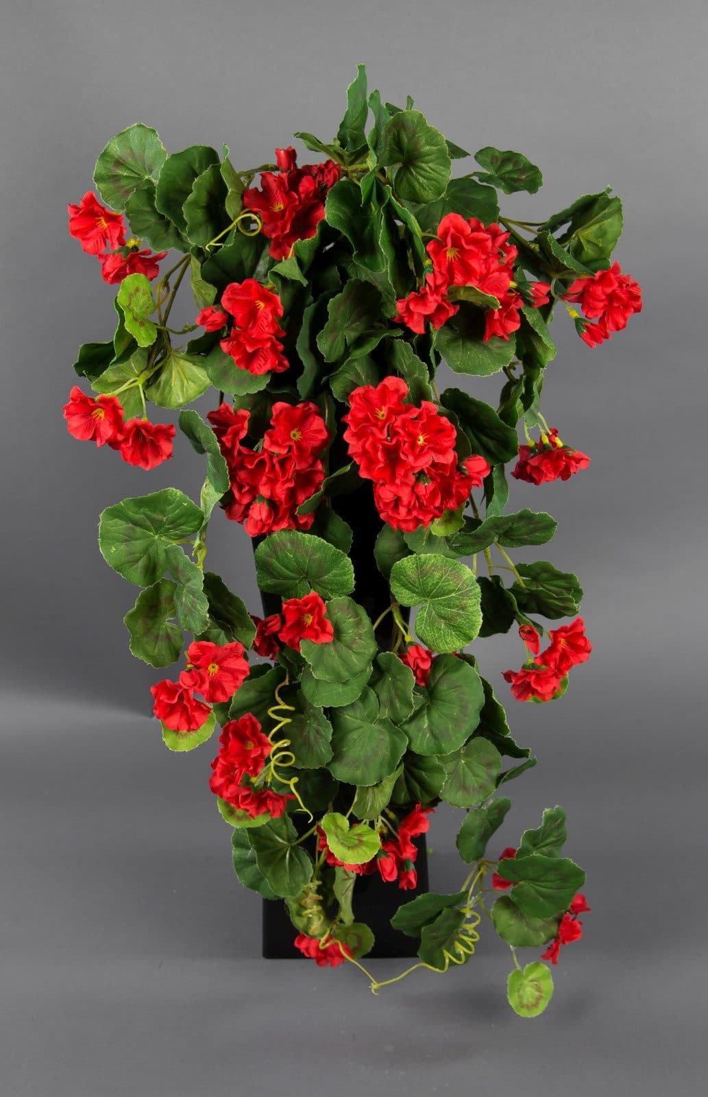 Seidenblumen Roß Kunstblume Geranienhänger 70cm Rot