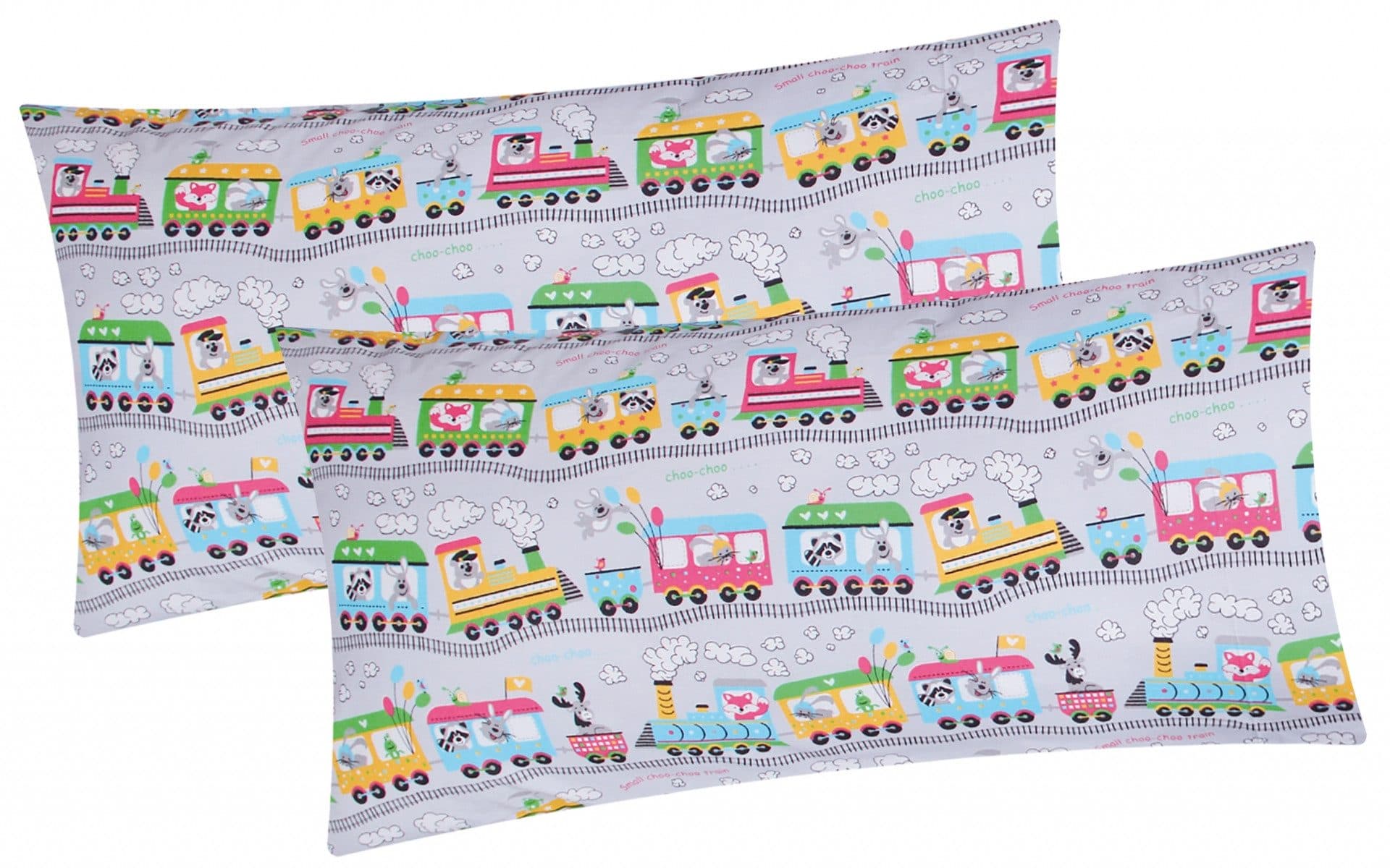Heubergshop Kissenbezug 2er Set 40x80cm Grau Lokomotive Renforcé