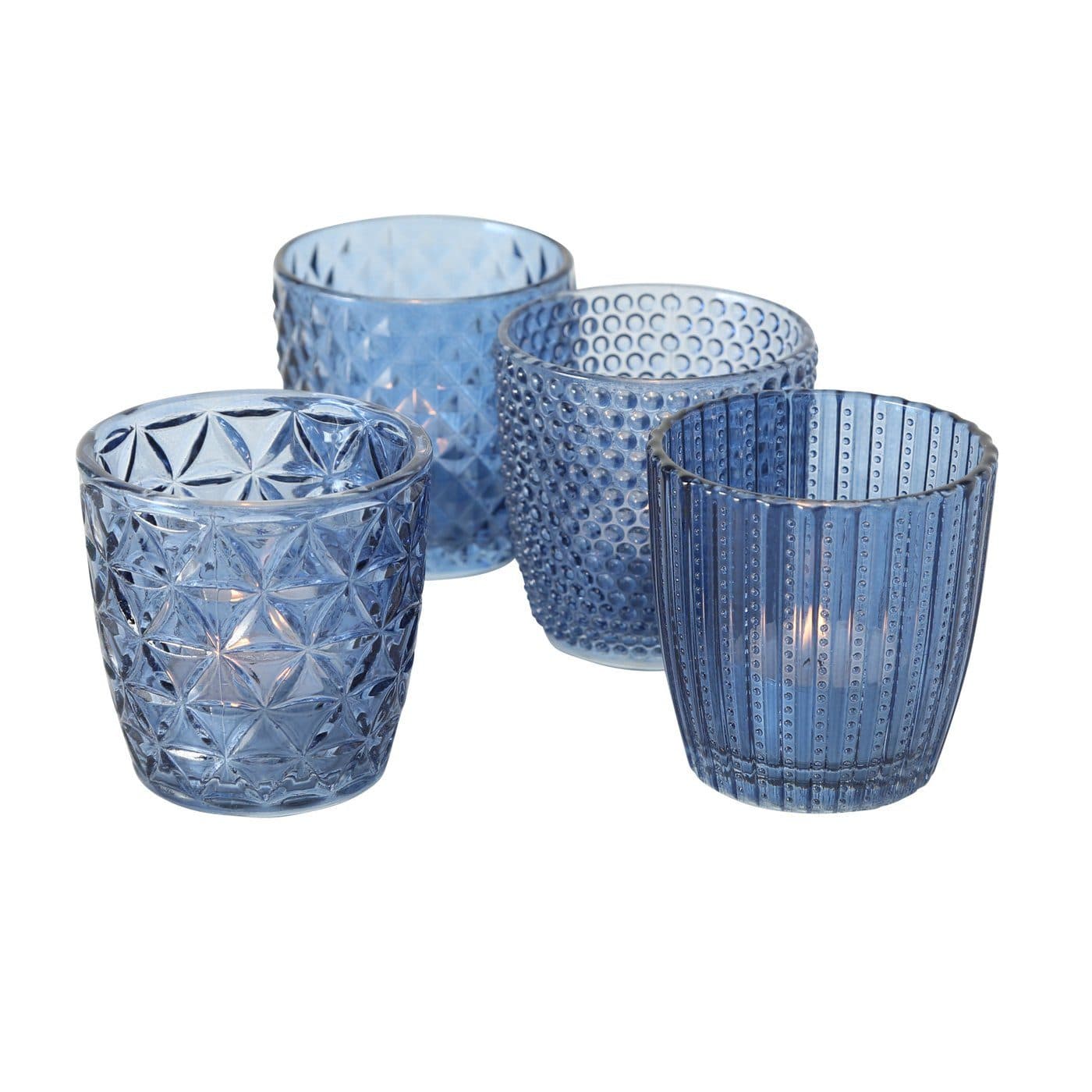 BOLTZE GRUPPE GmbH Teelichthalter Marilu Glas lackiert Blau 4-teilig