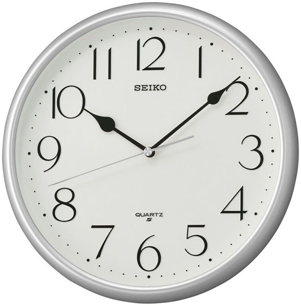 Seiko Wanduhr Silber Weiß Quarzuhr Ø 28cm