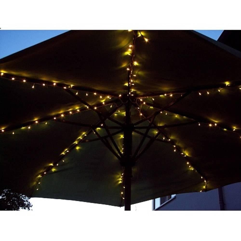 F-H-S LED-Lichterkette Sonnenschirm 160er warmweiß schwarz