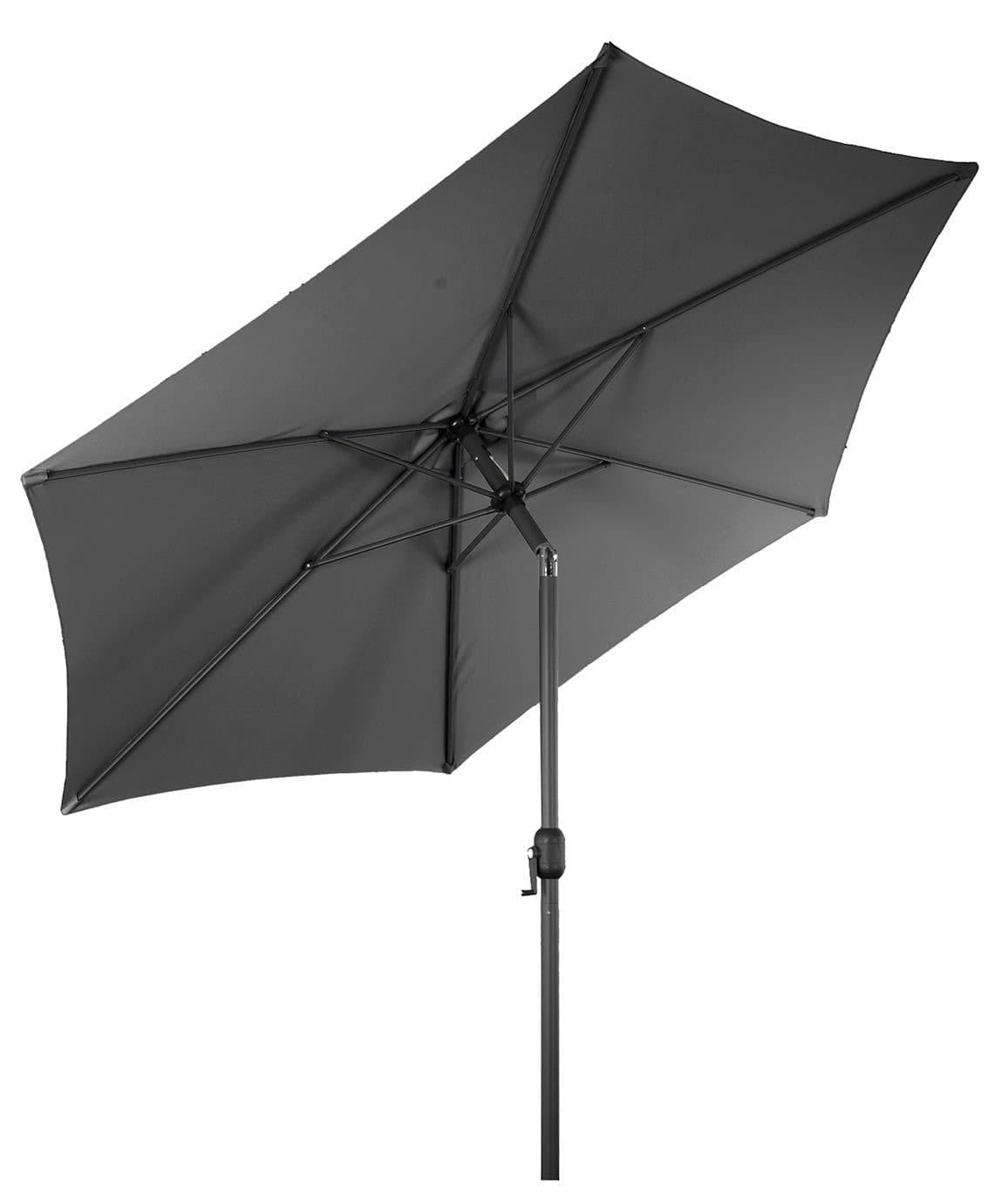 Spetebo Aluminium Sonnenschirm 300 cm Grau mit Kurbel & Knickgelenk