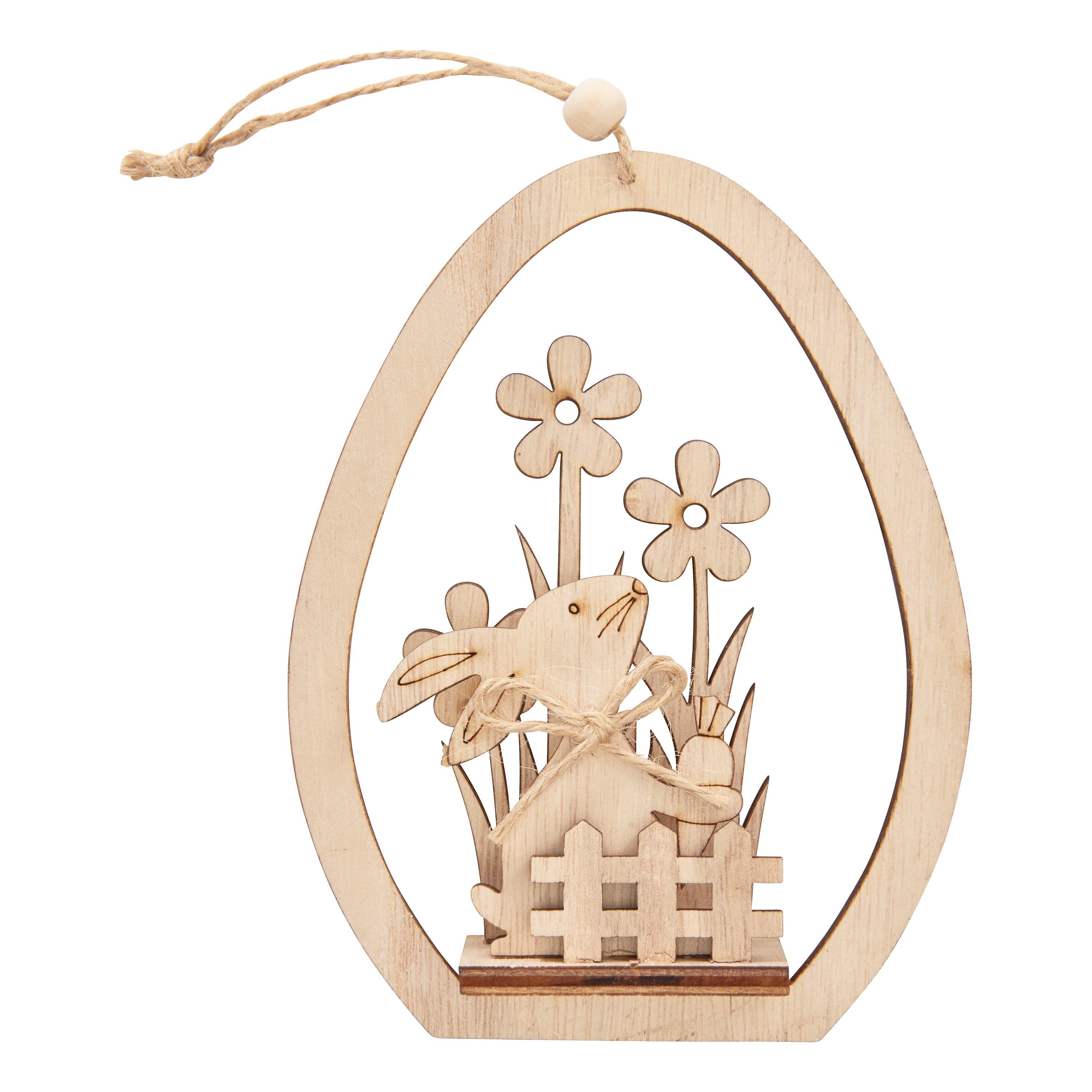 VBS Holz-Steckmotiv Ei-Anhänger Hase mit Möhre 8-tlg