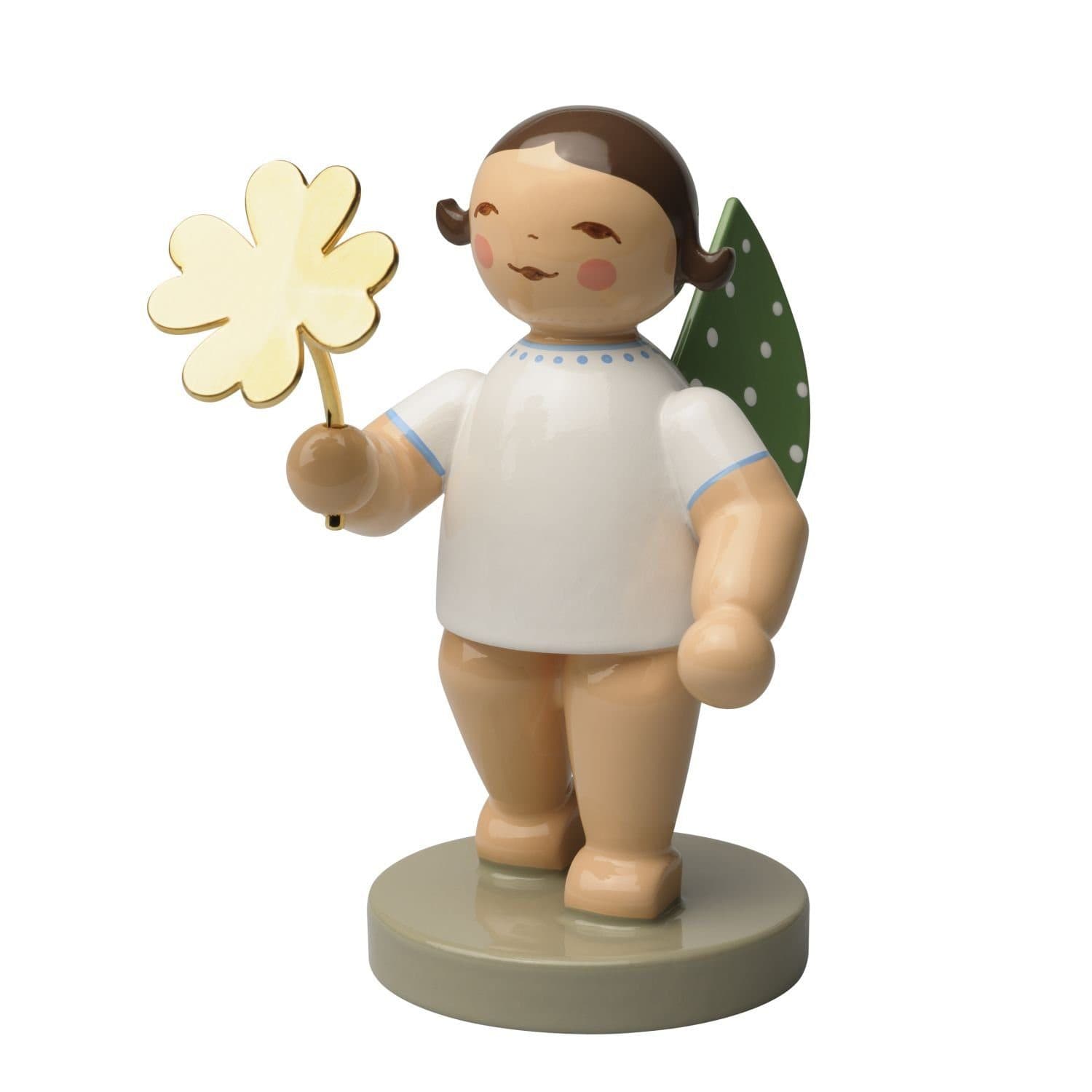 Wendt & Kühn Weihnachtsfigur No 9 Glücksbote Engel mit Kleeblatt