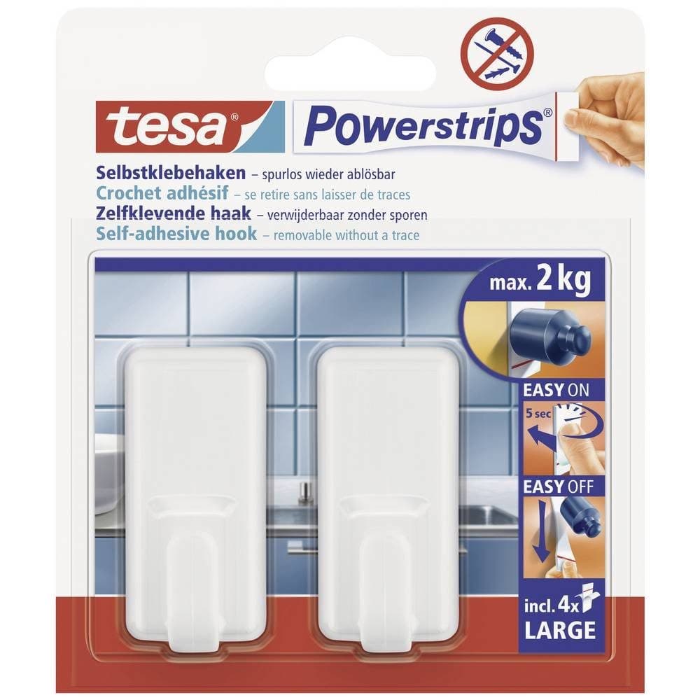 tesa POWERSTRIPS Klebehaken Large Classic Weiß 2 St.