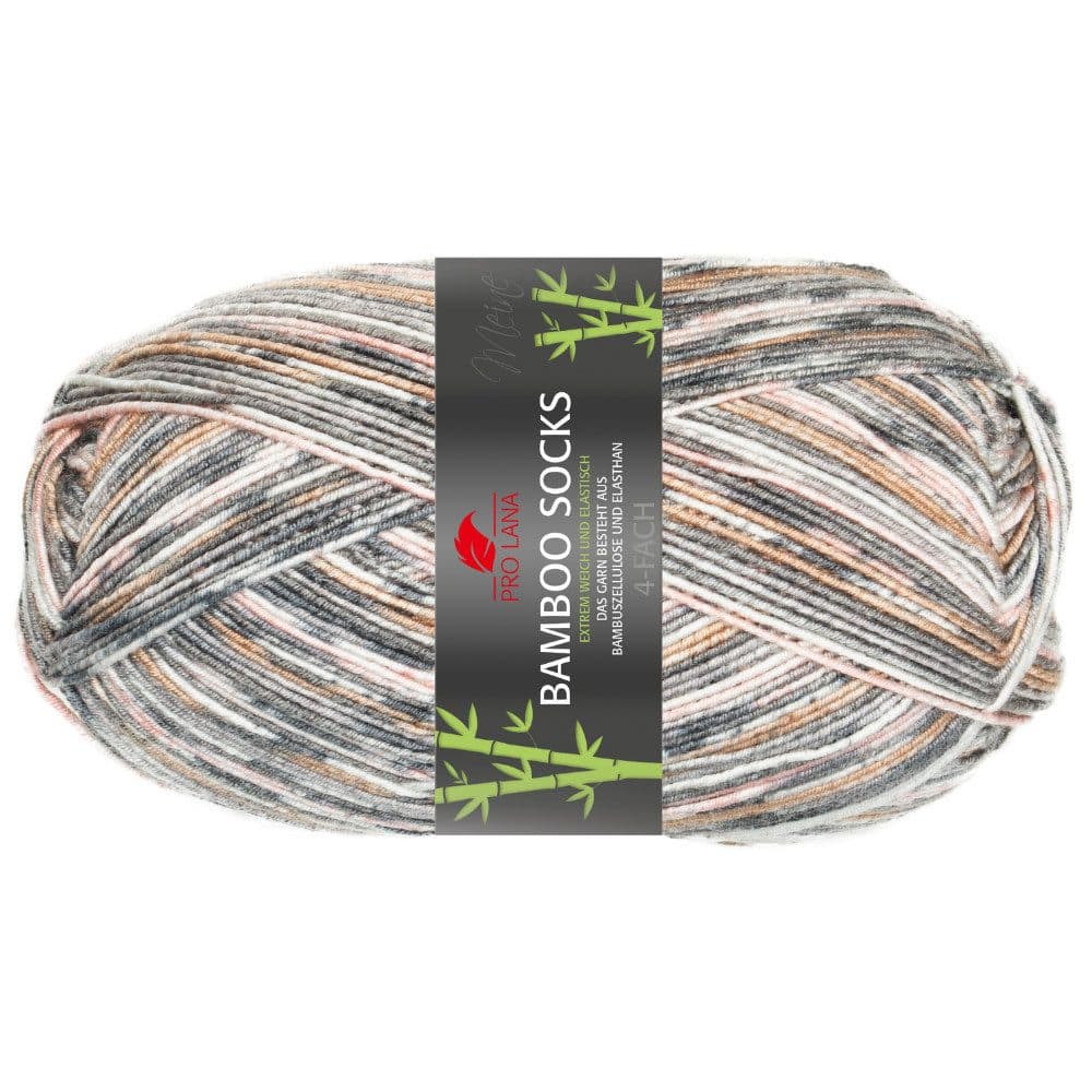 Pro Lana BAMBOO SOCKS color Häkelwolle 400m Grau/Apricot