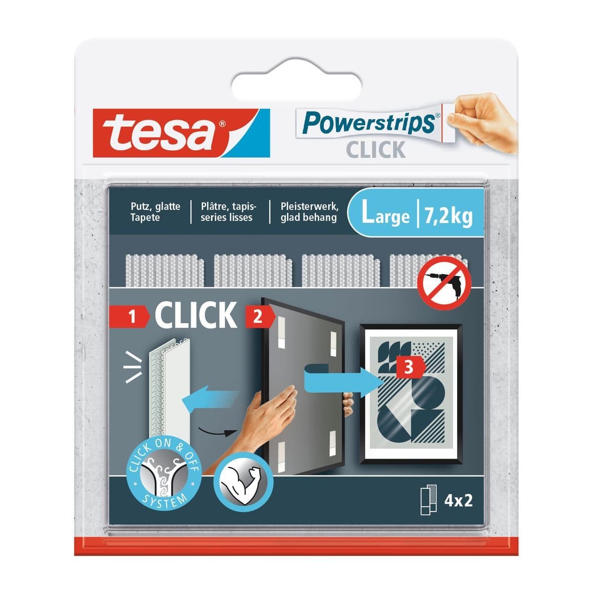 Tesa Klebehaken Powerstrips Click Large 4x 2 Stück
