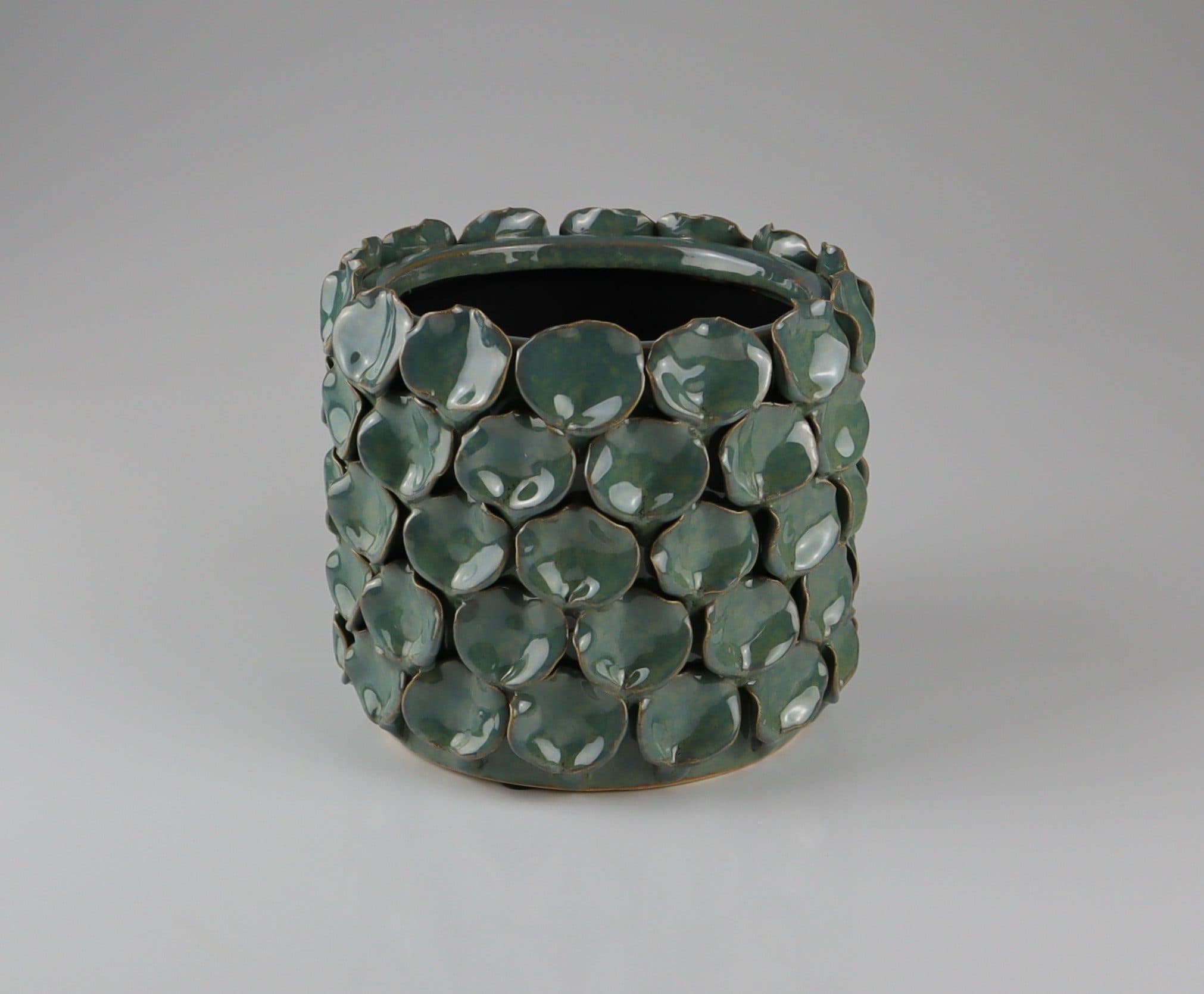 AM Design Blumentopf aus Keramik Türkis mit Glückstaler-Relief