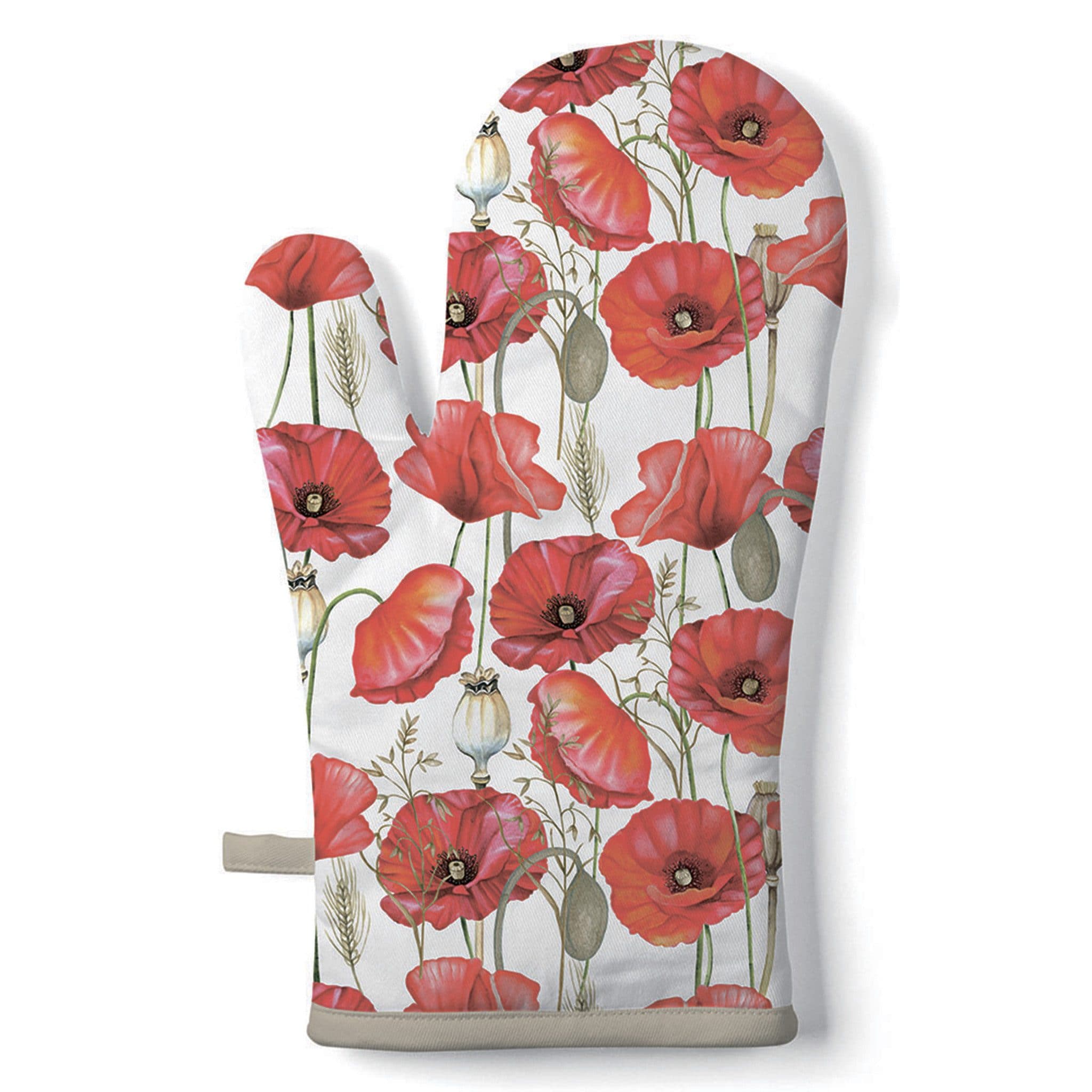 Ambiente Luxury Paper Products Topfhandschuh Baumwolle Mohnblumen Weiß Rot